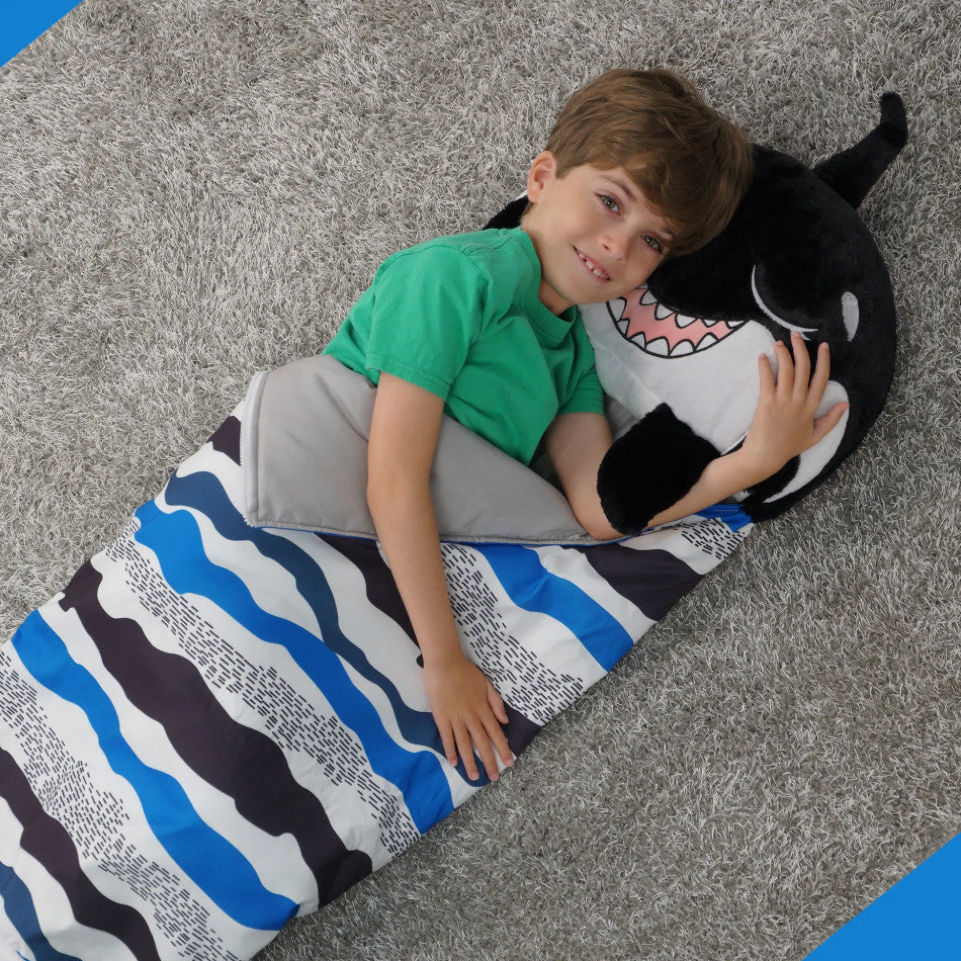 Flat River Group Happy Nappers 54 inch Ozzy The Black Shark 2-in-1 Plush Pillow and Sleepy Sack* Stuffed Animals|Stuffed Animals & Plush Toys