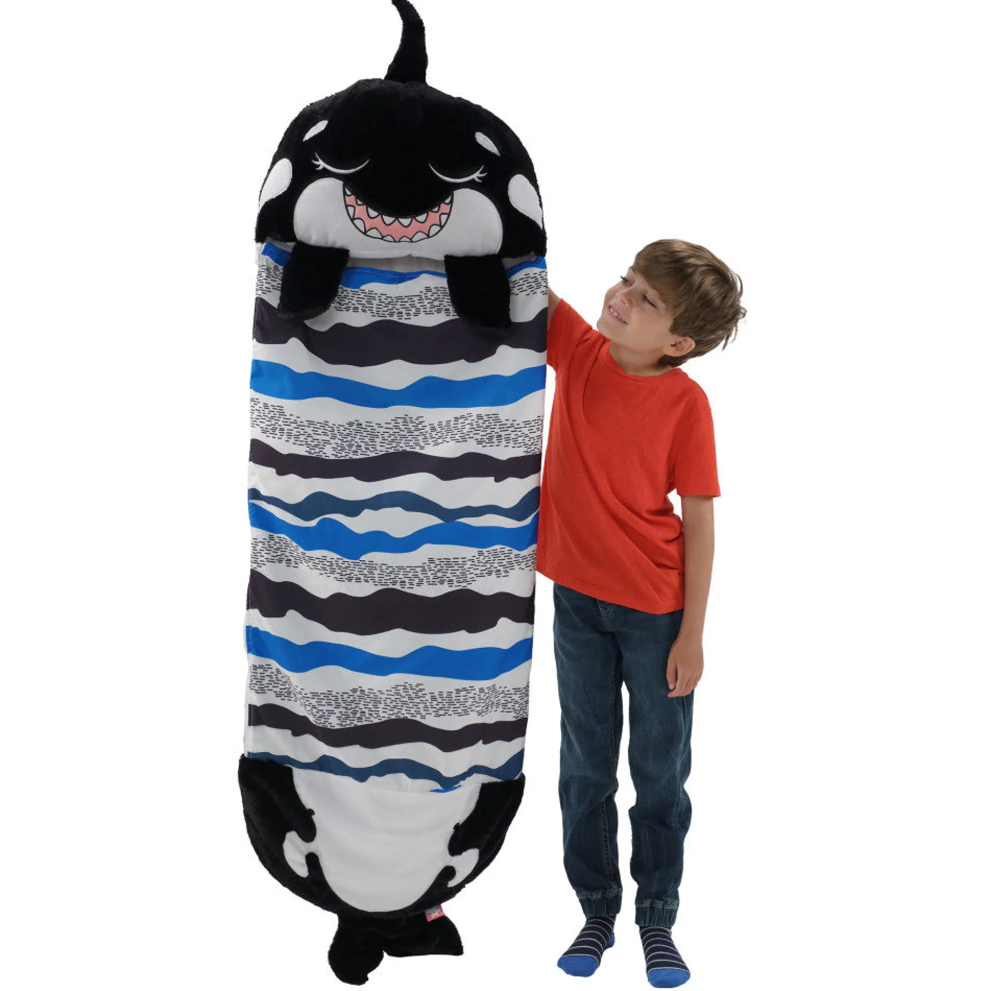 Flat River Group Happy Nappers 54 inch Ozzy The Black Shark 2-in-1 Plush Pillow and Sleepy Sack* Stuffed Animals|Stuffed Animals & Plush Toys