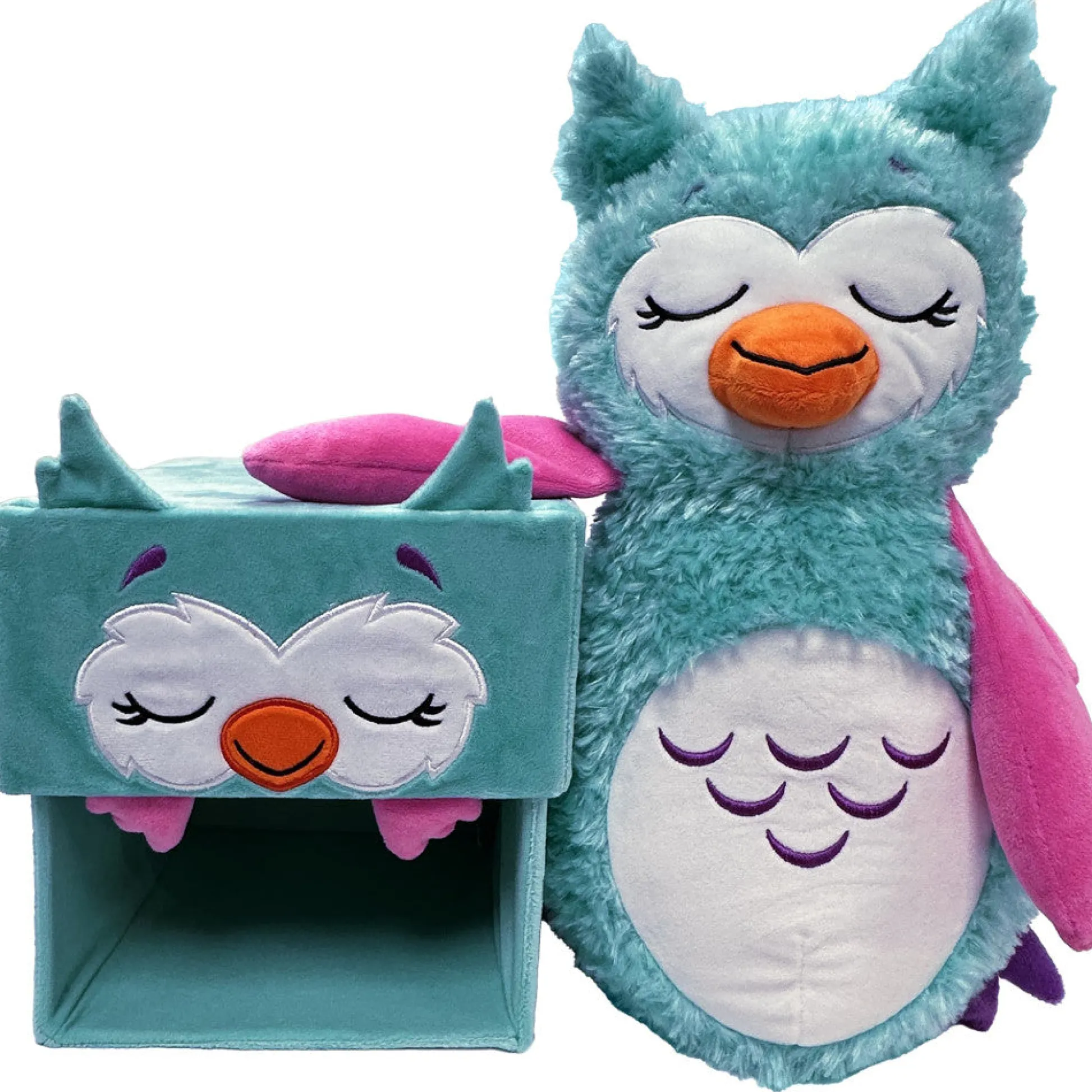Flat River Group Happy Nappers Adorable Storables 15 inch Owl Plush - Teal & Pink* Stuffed Animals|Stuffed Animals & Plush Toys