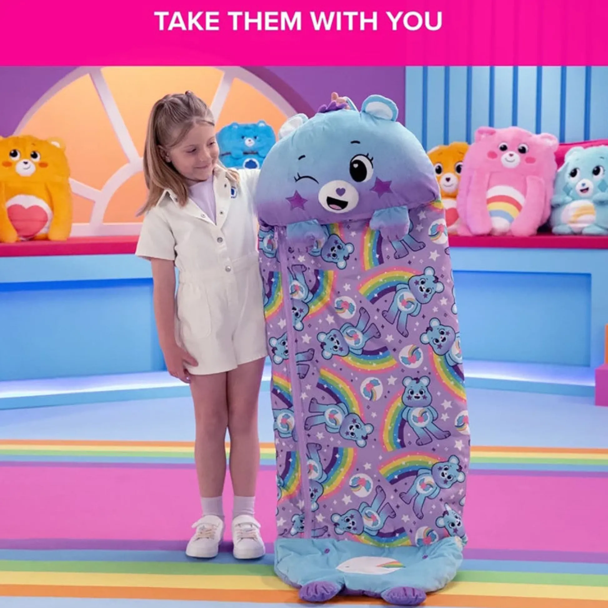 Flat River Group Happy Nappers Care Bears Medium Sleep Sack - Dream Bright Bear* Social & Emotional Skills|Stuffed Animals