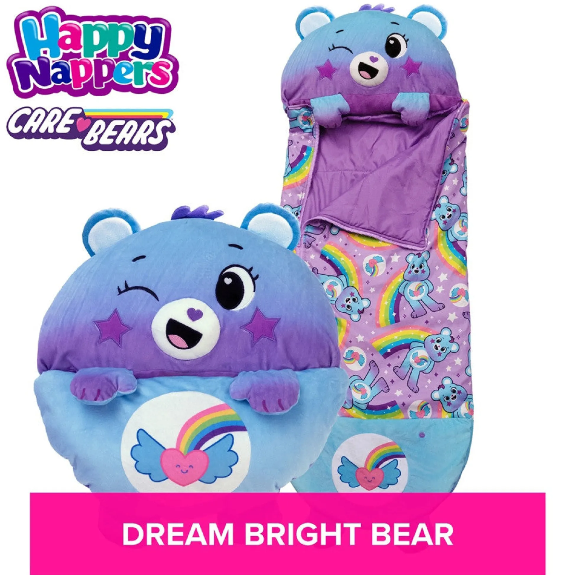 Flat River Group Happy Nappers Care Bears Dream Bright Bear Sleep Sack - Large, Kids 7+* Social & Emotional Skills|Stuffed Animals