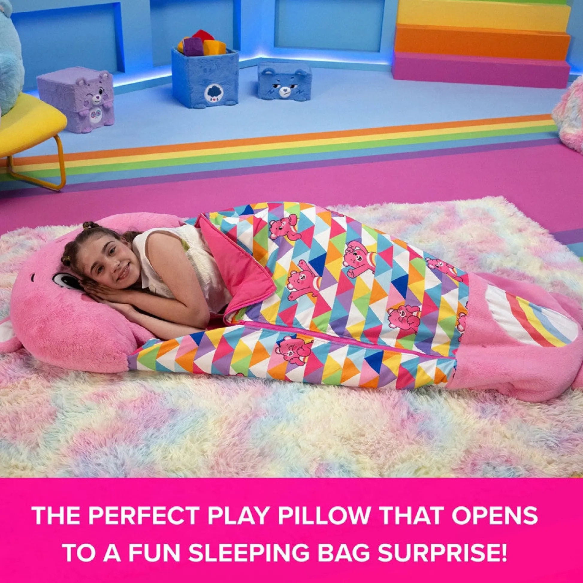Flat River Group Happy Nappers Care Bears Cheer Bear Sleep Sack for Kids* Social & Emotional Skills|Stuffed Animals