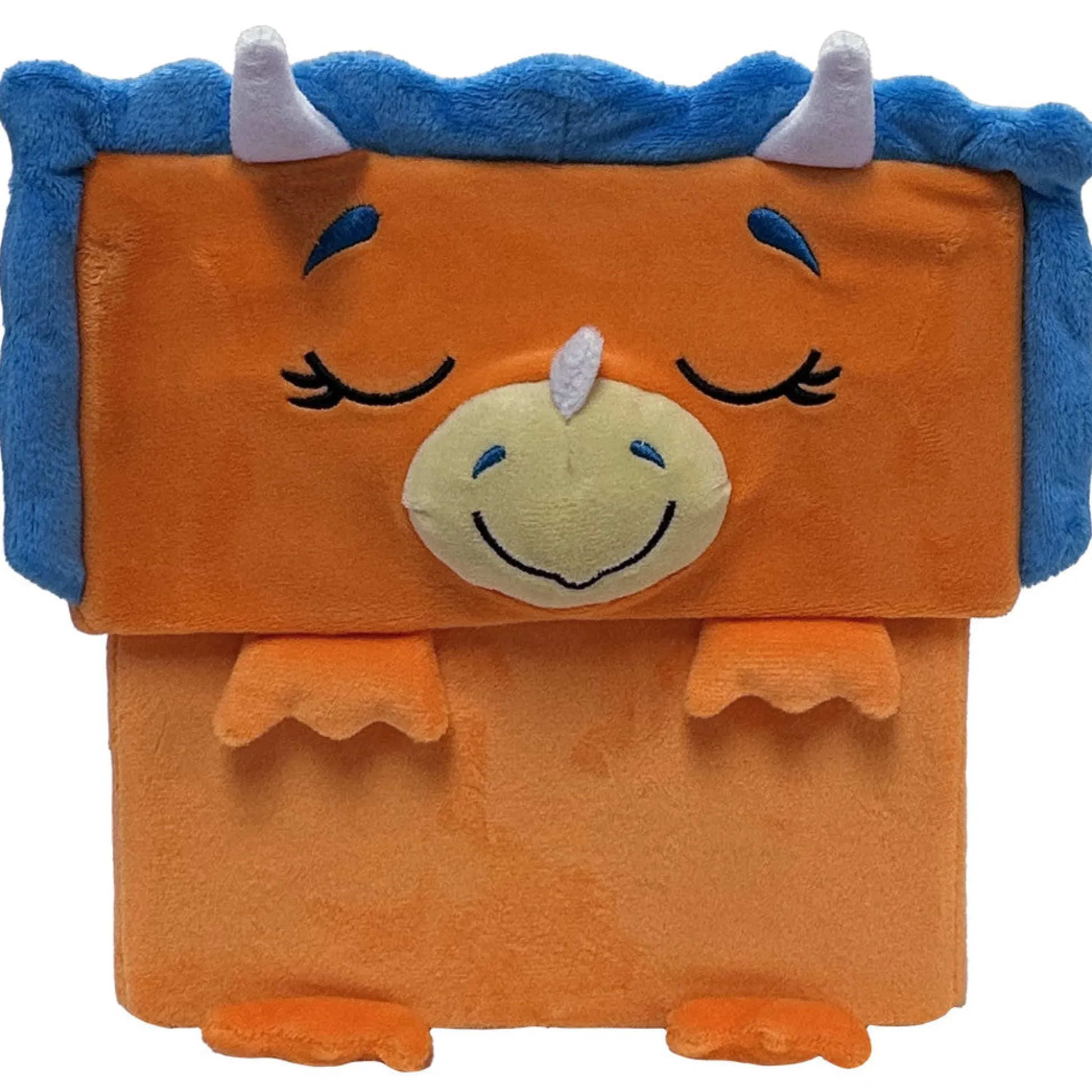 Flat River Group Happy Nappers Dino Triceratops 15 inch Plush Toy - Brown/Blue* Stuffed Animals|Stuffed Animals & Plush Toys