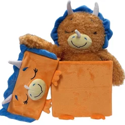 Flat River Group Happy Nappers Dino Triceratops 15 inch Plush Toy - Brown/Blue* Stuffed Animals|Stuffed Animals & Plush Toys