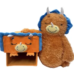 Flat River Group Happy Nappers Dino Triceratops 15 inch Plush Toy - Brown/Blue* Stuffed Animals|Stuffed Animals & Plush Toys