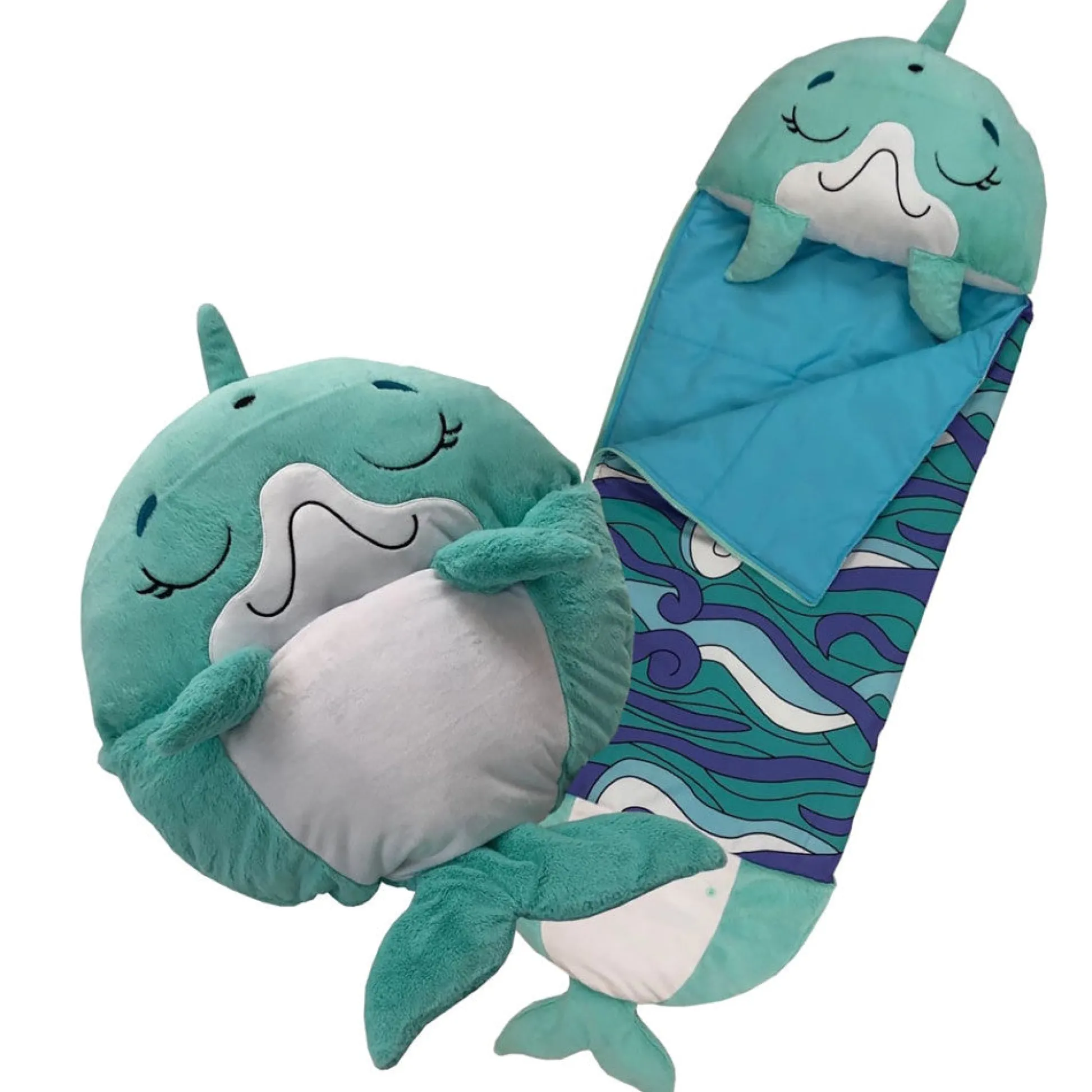 Flat River Group Happy Nappers Dolphin Disco 54 inch Plush Pillow & Sleepy Sack - Medium* Stuffed Animals|Stuffed Animals & Plush Toys