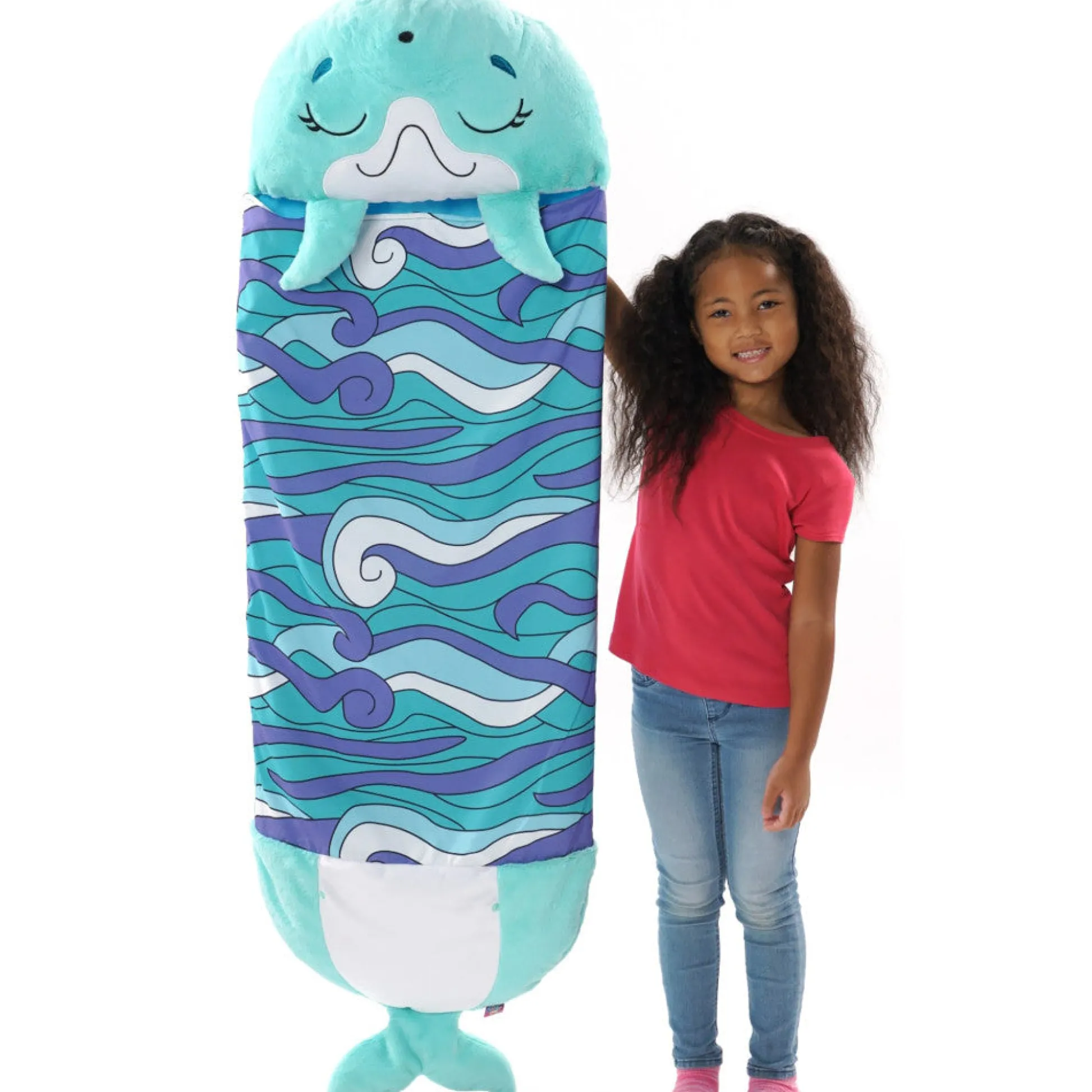 Flat River Group Happy Nappers Dolphin Disco 54 inch Plush Pillow & Sleepy Sack - Medium* Stuffed Animals|Stuffed Animals & Plush Toys