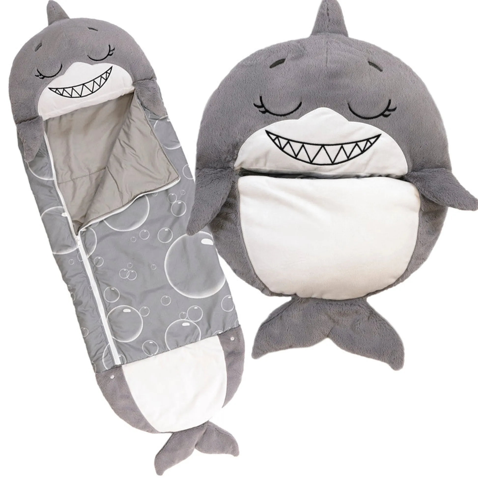 Flat River Group Happy Nappers Large 66 inch Grey Shark Pillow & Sleepy Sack - Kids 7+* Stuffed Animals|Stuffed Animals & Plush Toys