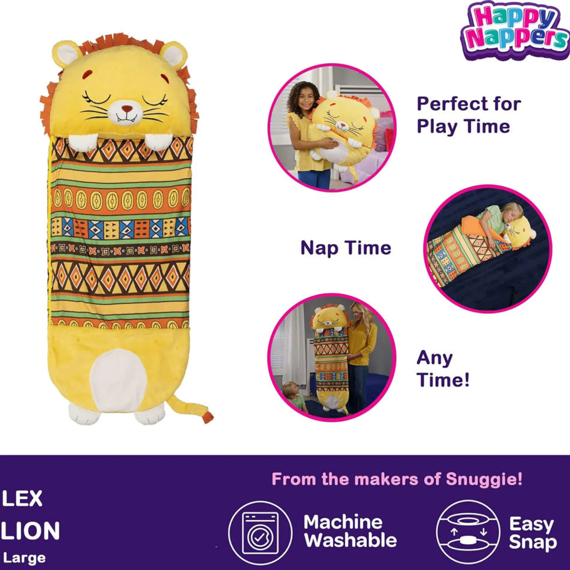 Flat River Group Happy Nappers Lion Lex 66 inch 2-in-1 Plush Pillow & Sleepy Sack - Large* Stuffed Animals|Stuffed Animals & Plush Toys