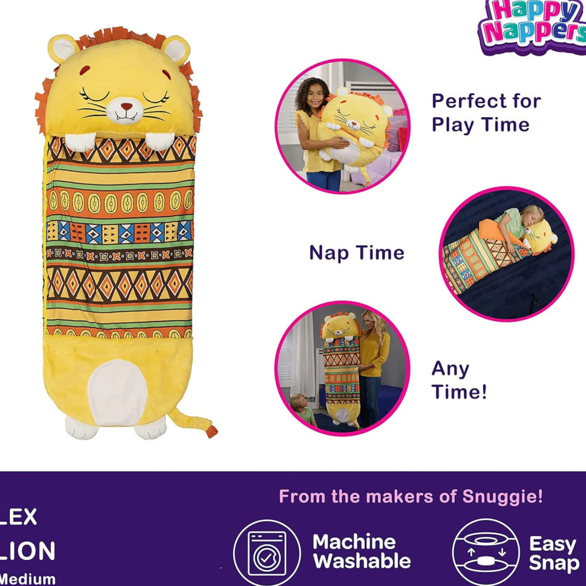 Flat River Group Happy Nappers Lion Lex 54 inch Plush Pillow & Sleepy Sack - Kids 3+* Stuffed Animals|Stuffed Animals & Plush Toys