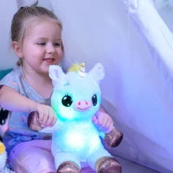 Flat River Group Happy Nappers Lullabrites Unicorn Musical Light-Up Plush - White & Green* Stuffed Animals|Stuffed Animals & Plush Toys