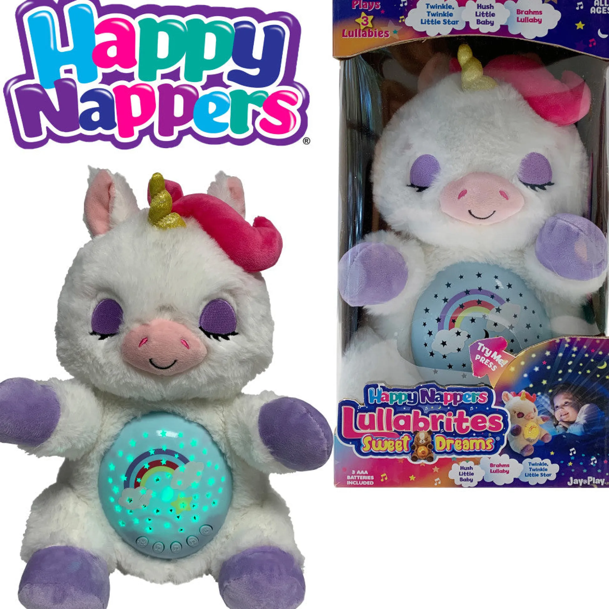 Flat River Group Happy Nappers Lullabrites Sweet Dreams 12 inch Interactive Unicorn - White/Purple* Stuffed Animals|Stuffed Animals & Plush Toys