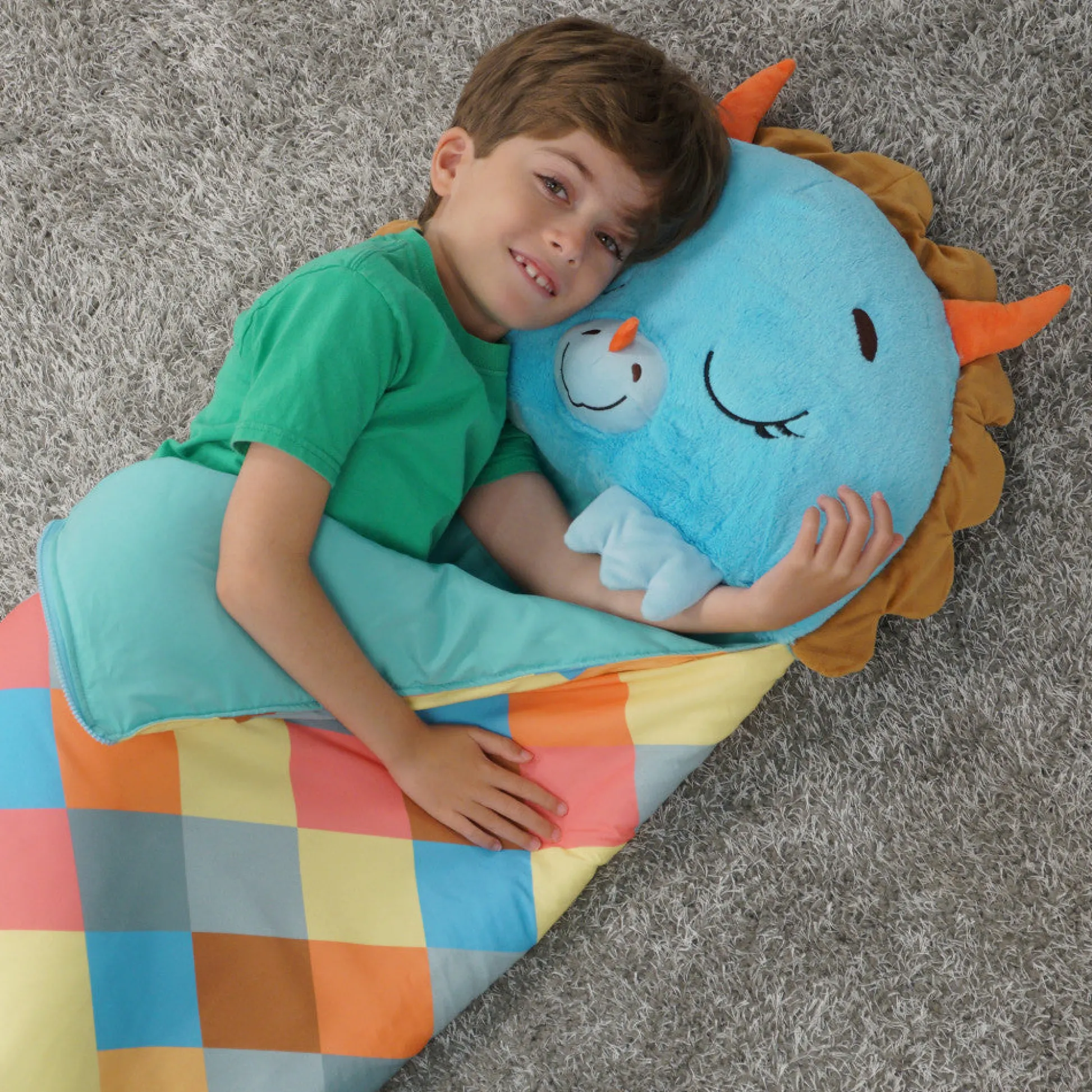 Flat River Group Happy Nappers Triceratops Timmy 54 Inch Plush Pillow & Sleepy Sack - Medium* Stuffed Animals|Stuffed Animals & Plush Toys