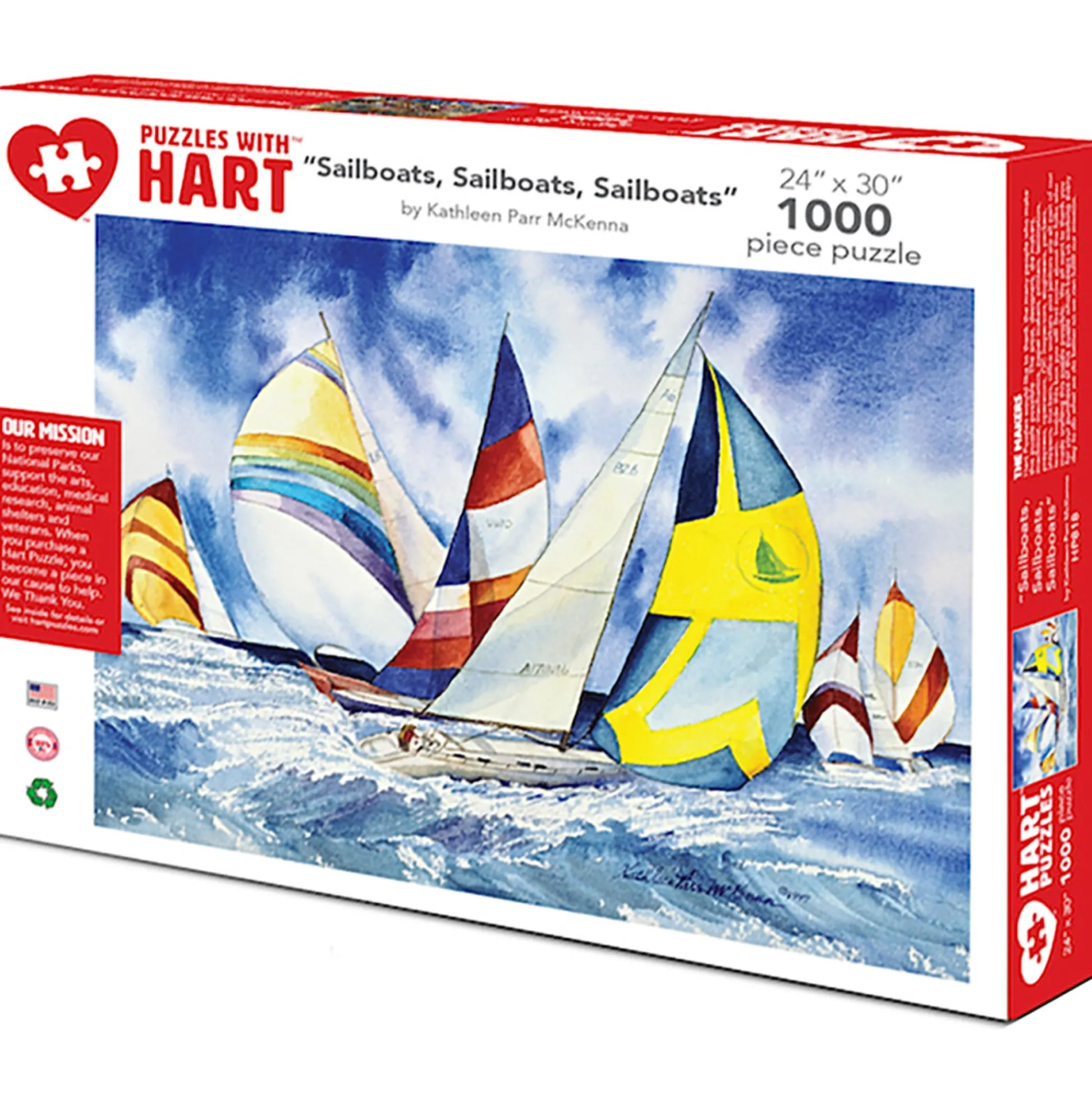 Flat River Group Hart Puzzles Sailboats by Kathleen Parr McKenna - 1000 pc* Puzzles