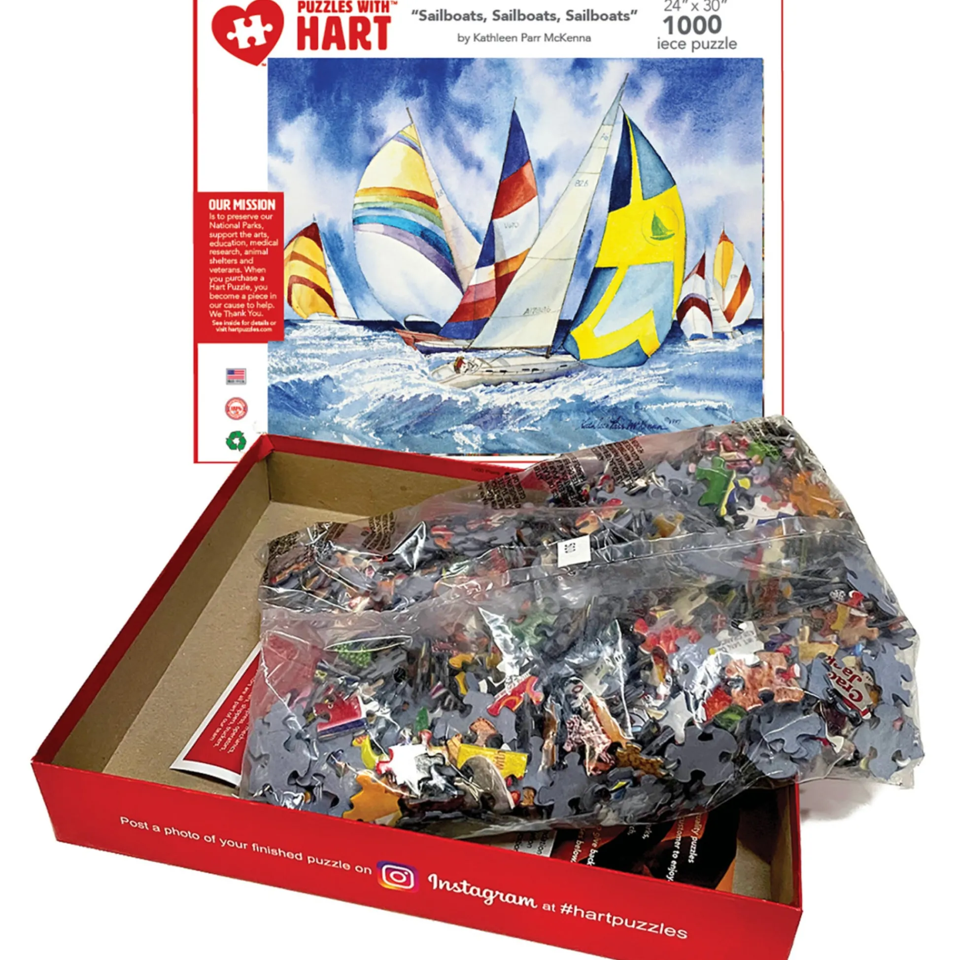 Flat River Group Hart Puzzles Sailboats by Kathleen Parr McKenna - 1000 pc* Puzzles