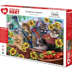 Flat River Group Hart Puzzles Sunflower Kittens 1000 pc Jigsaw Puzzle by Bob Giordano* Puzzles