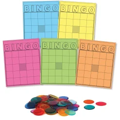 Educators Resource Hygloss Colorful Bingo Blast Cards & Chips Set - 1000 Chips, 50 Cards* Family & Entertainments Games|Social & Emotional Skills