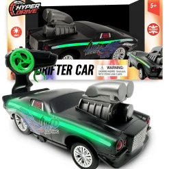 Flat River Group Hyper Drive RC 1:16 Scale Street Racer - Black-Green with LED Lights* Rc Cars & Flight
