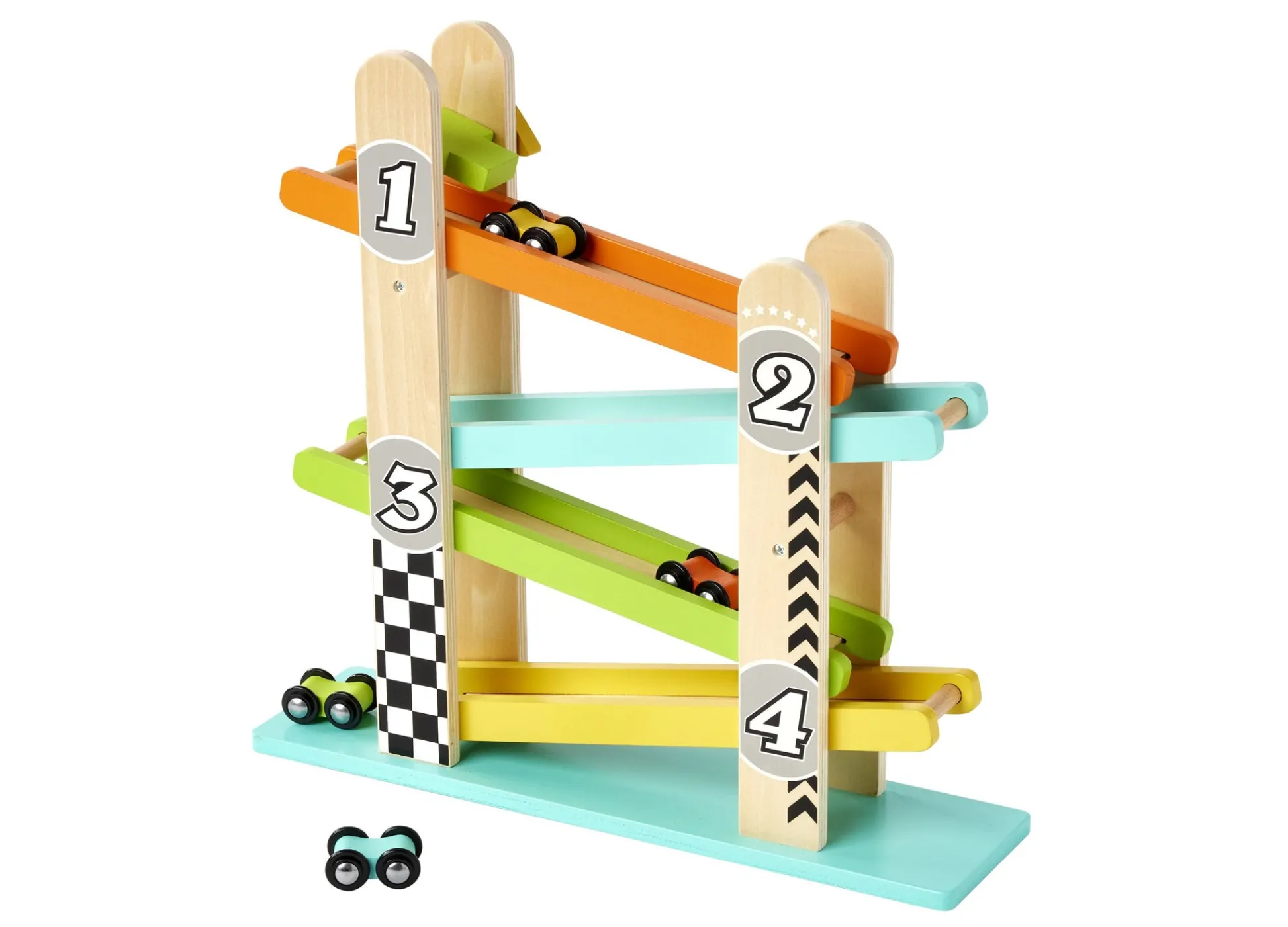 Macy's - Supplier Imaginarium Wooden Drop and Go Ramp Racer Playset with 4 Racing Cars* Preschool Education Toys & Activities|Preschool Vehicles