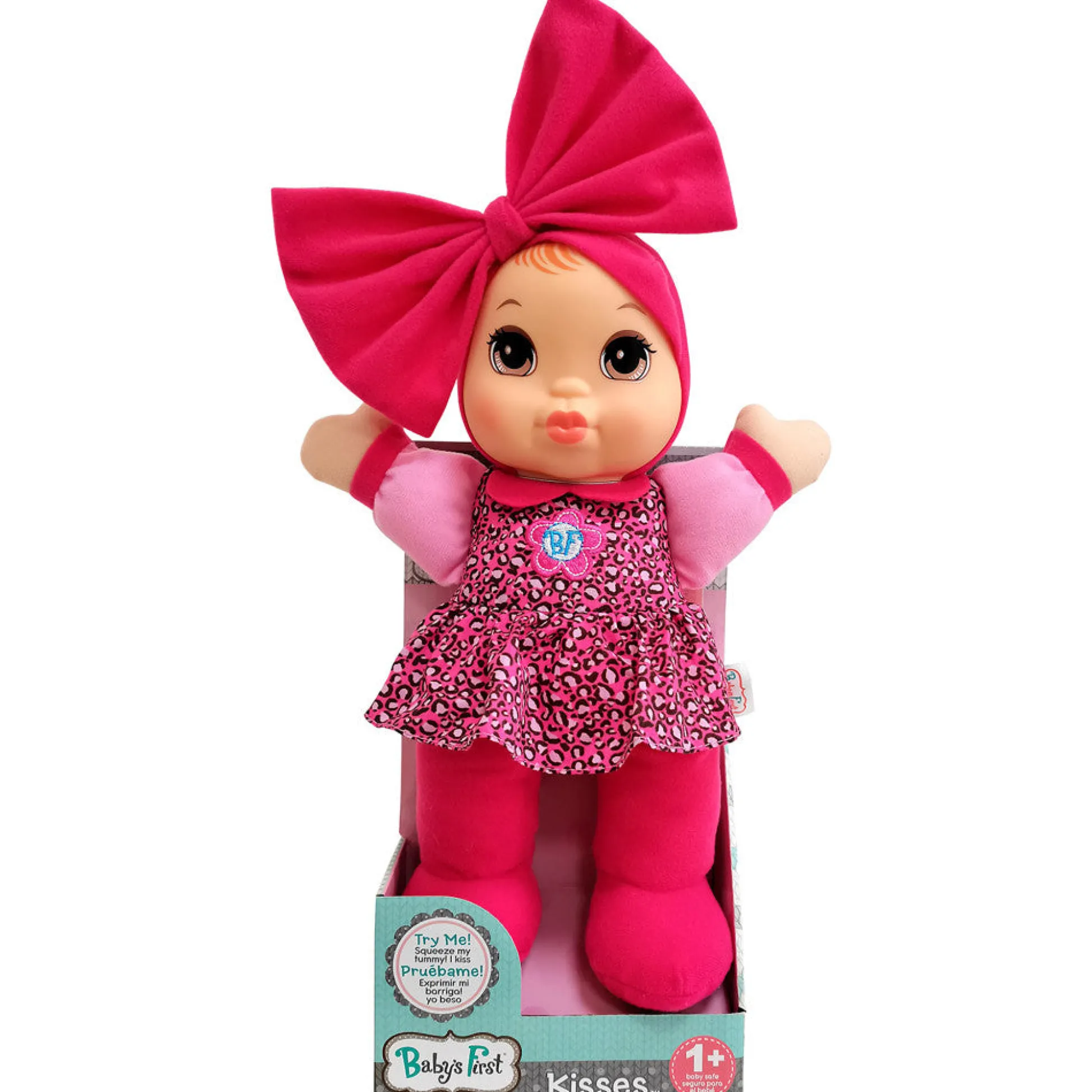 Flat River Group 13-inch Baby's First Kisses Doll - Animal Print Top* Social & Emotional Skills|Interactive Dolls & Pets