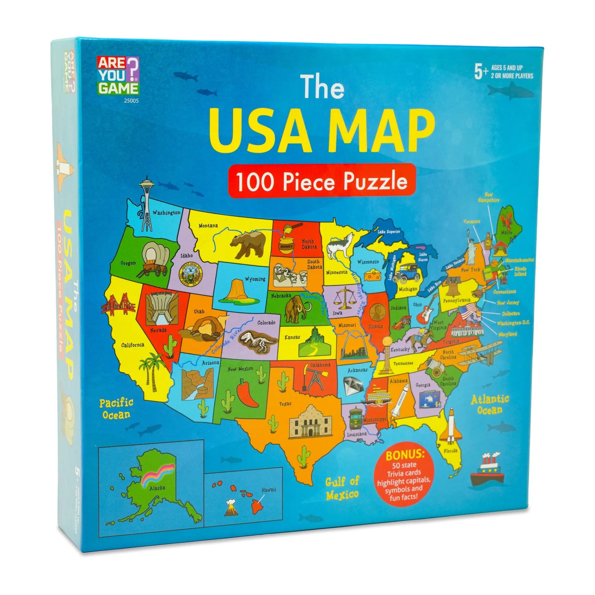 AreYouGame Interactive USA Map and State Trivia Puzzle – 100 pc* Puzzles