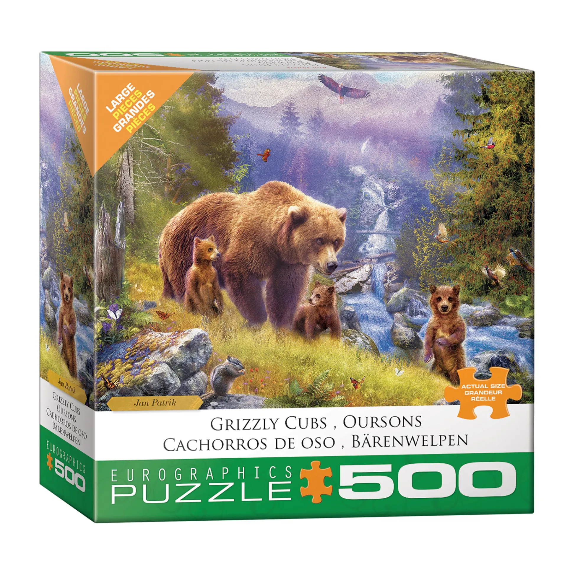 AreYouGame Jan Patrik Enchanted Forest Grizzly Cubs Jigsaw Puzzle - 500 pcs* Puzzles