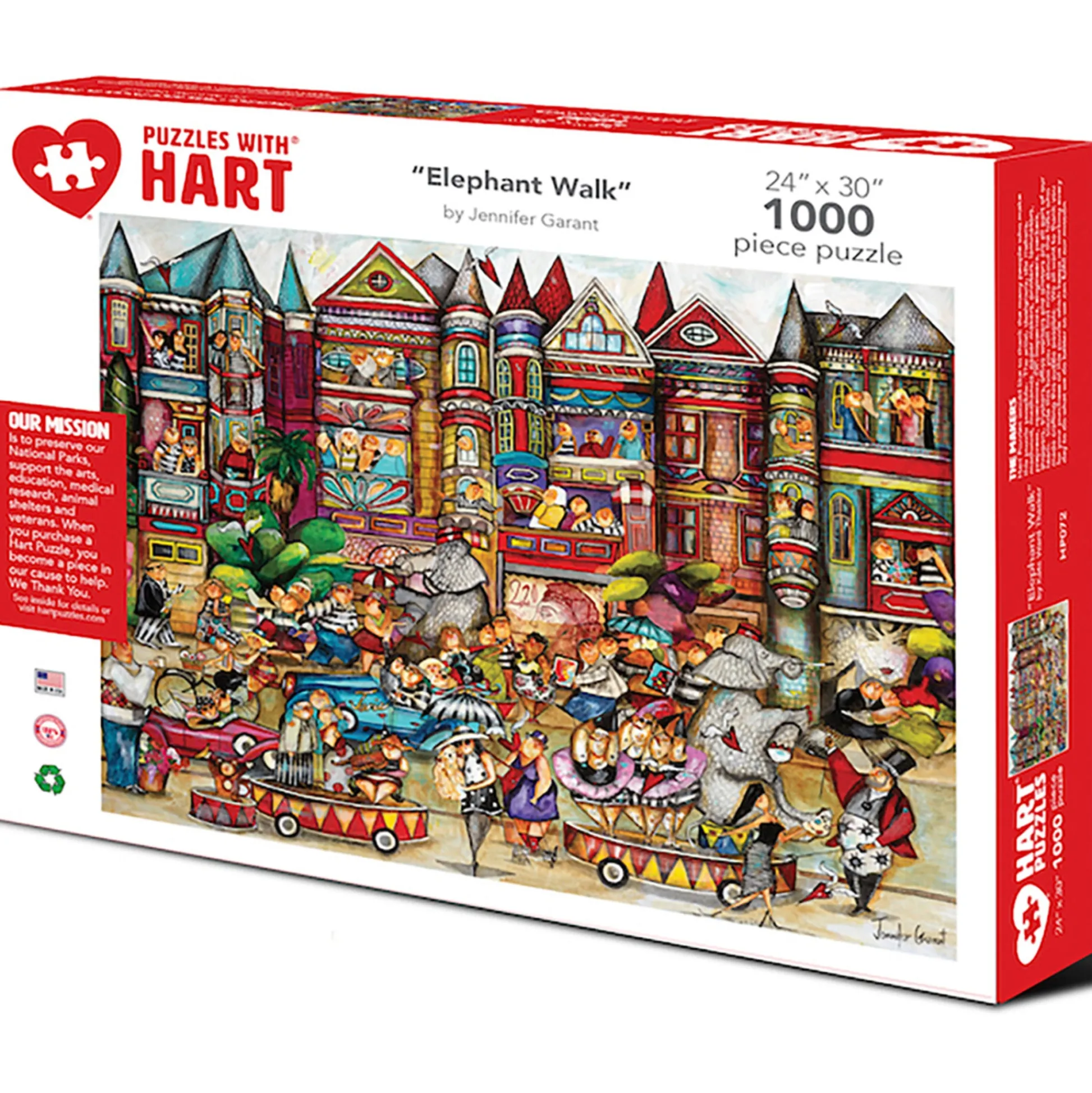 Flat River Group Jennifer Garant Elephant Walk Carnival-Themed Jigsaw Puzzle - 1000 pc* Puzzles
