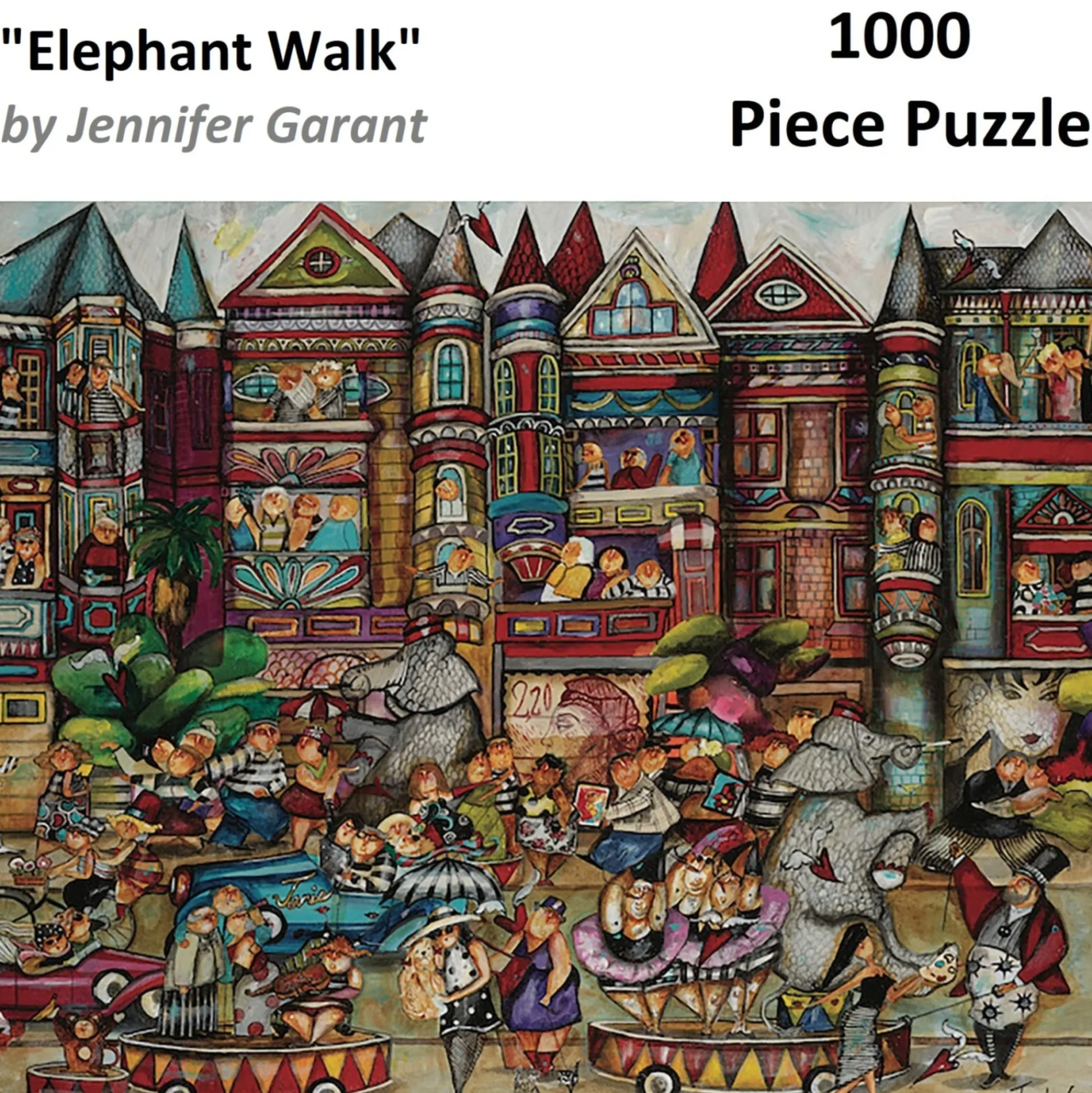 Flat River Group Jennifer Garant Elephant Walk Carnival-Themed Jigsaw Puzzle - 1000 pc* Puzzles
