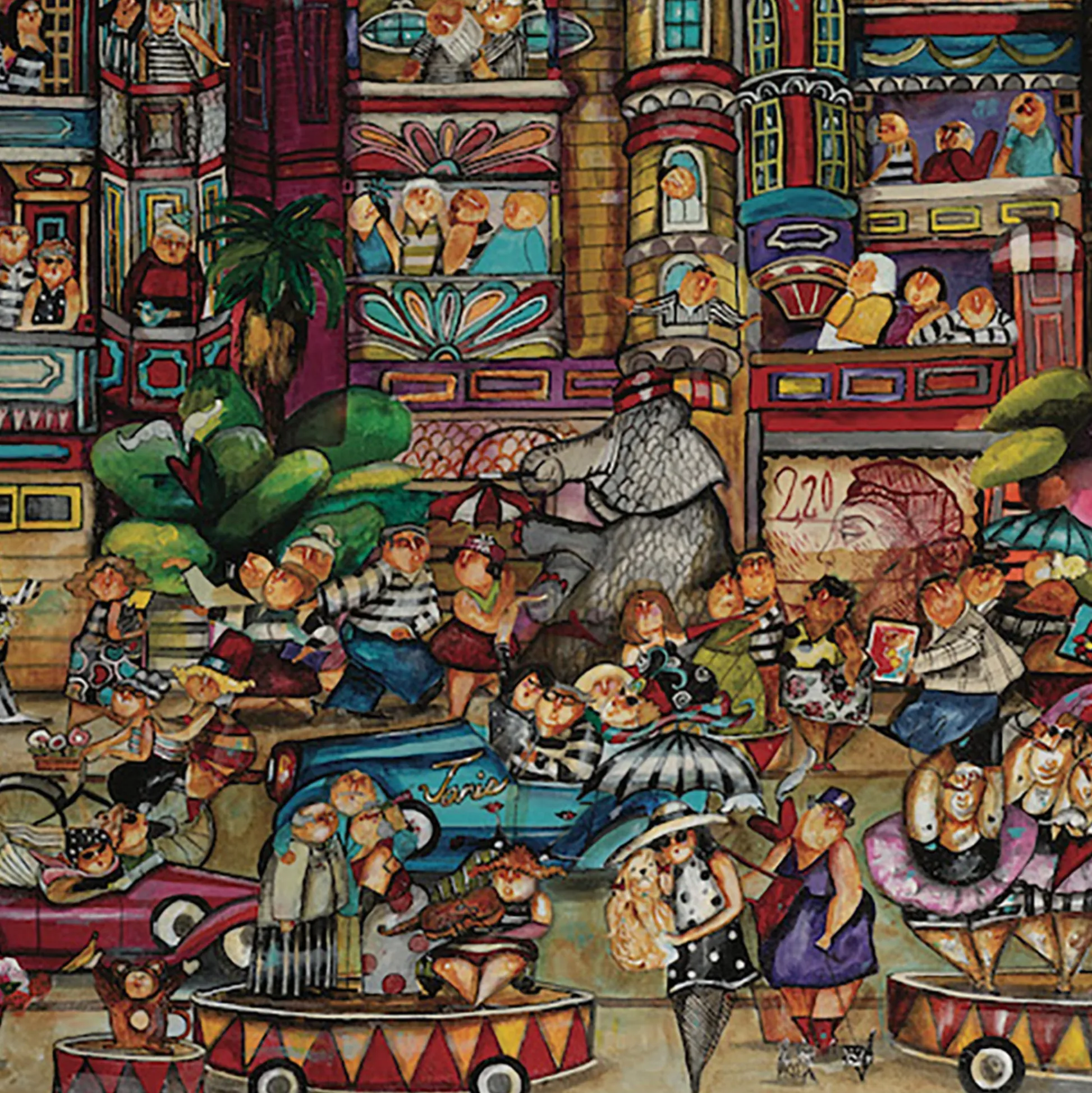 Flat River Group Jennifer Garant Elephant Walk Carnival-Themed Jigsaw Puzzle - 1000 pc* Puzzles