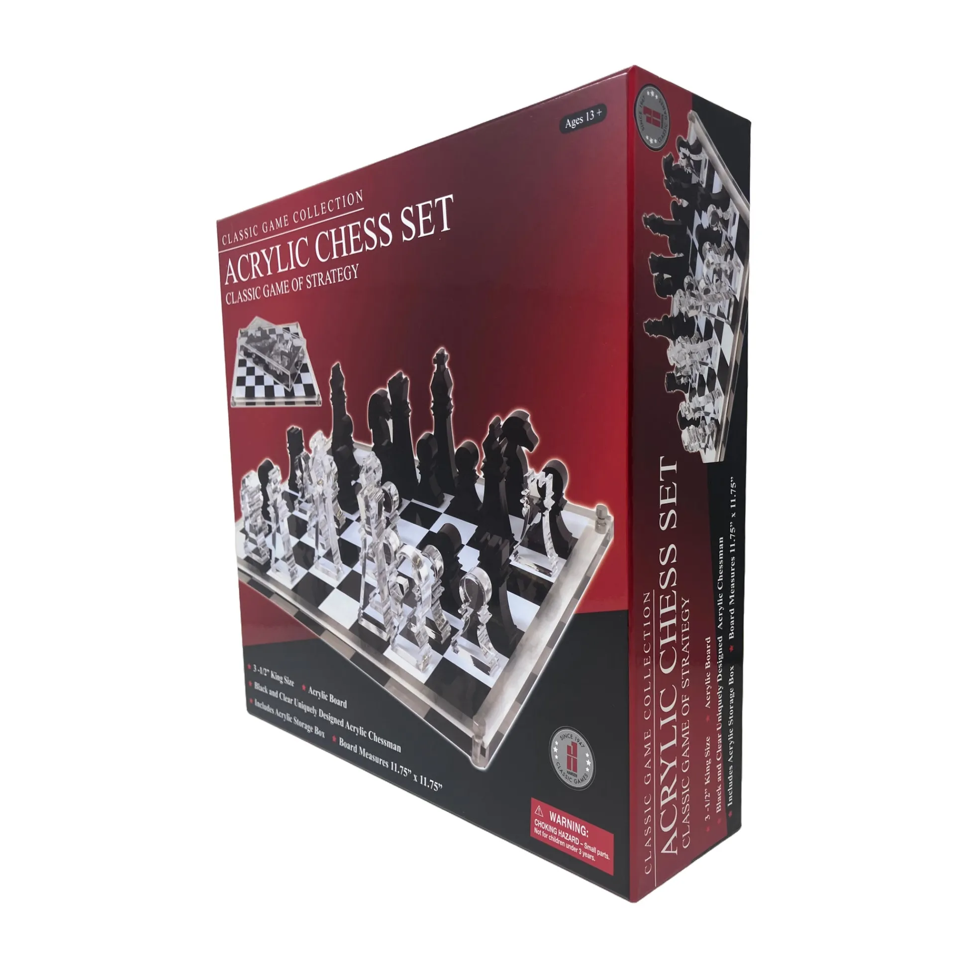 AreYouGame John N. Hansen Co. Classic Acrylic Chess Set - 11.75x11.75 inch Board* Role-Playing Games|Board Games