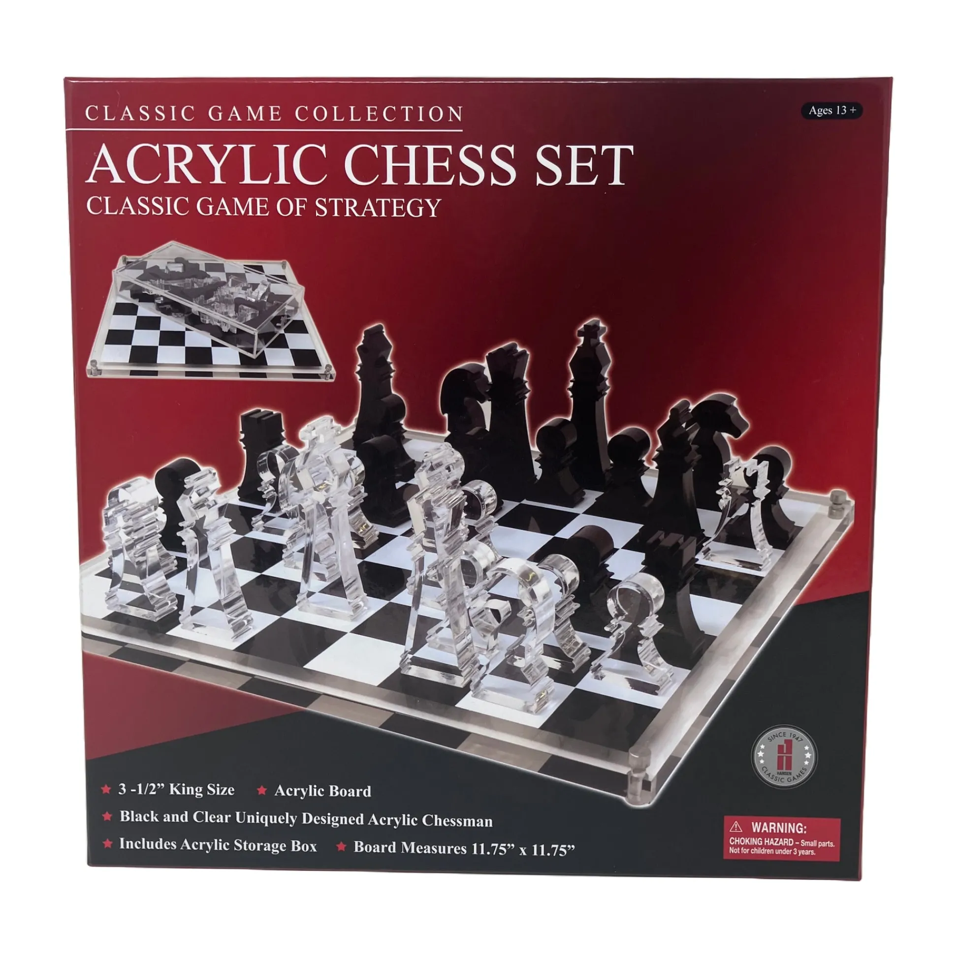 AreYouGame John N. Hansen Co. Classic Acrylic Chess Set - 11.75x11.75 inch Board* Role-Playing Games|Board Games