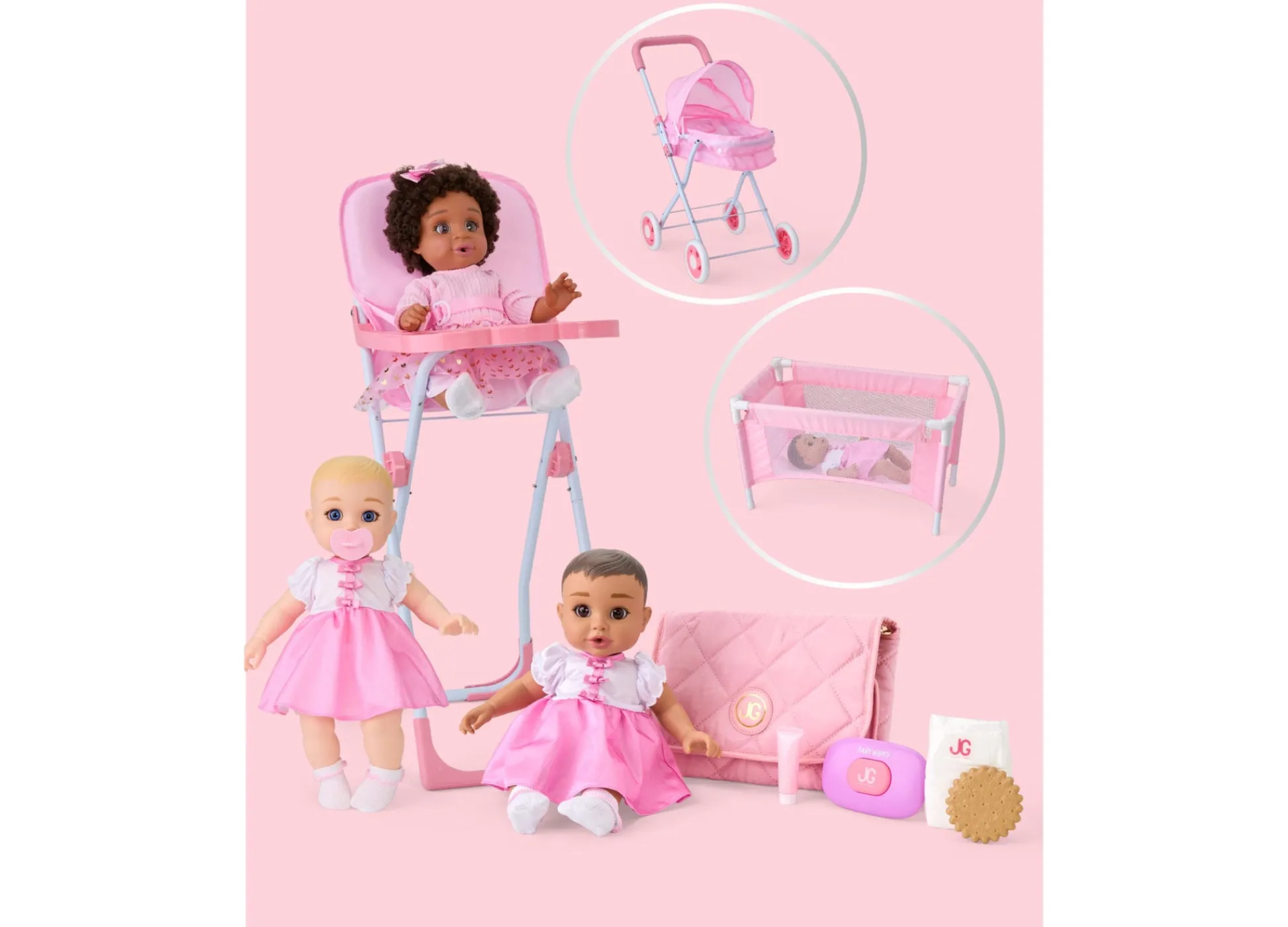Macy's - Supplier Journey Girls Pastel Pink Baby Doll Crib Playset* Doll Houses, Furniture & Accessories|Stuffed Animals & Plush Toys