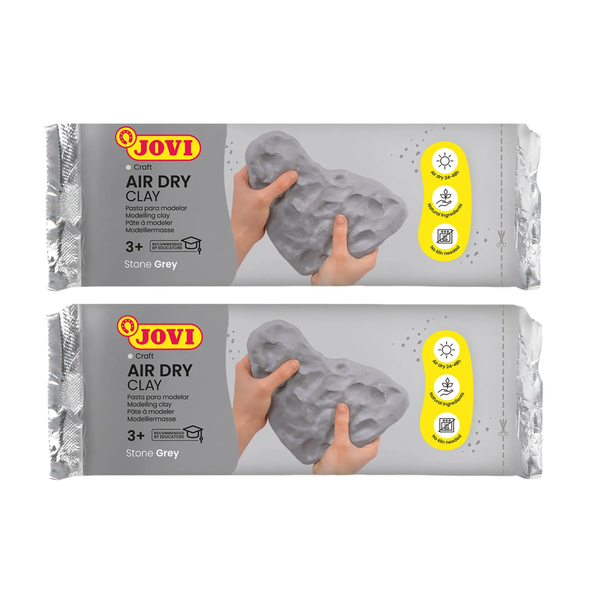 Educators Resource JOVI Home Artist Collection Air Dry Clay - Grey, 2.2lb Bar, Pack of 2* Clay, Dough & Sand Art