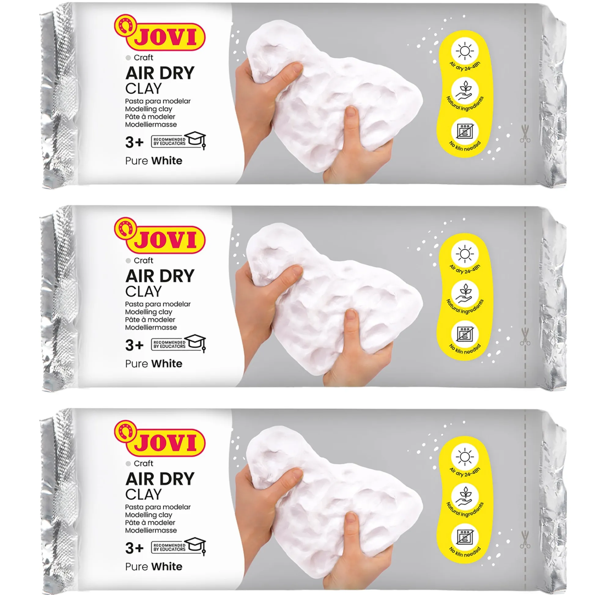 Educators Resource JOVI Natural Air Dry Clay Set - White, 1.1lb Each, Pack of 3* Clay, Dough & Sand Art