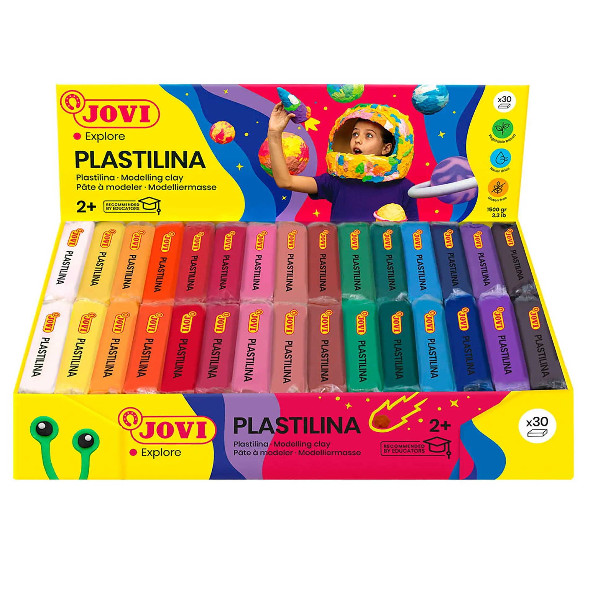 Educators Resource JOVI Plastilina Vegetable-Based Modeling Clay, 30 Bars - Assorted Colors* Clay, Dough & Sand Art