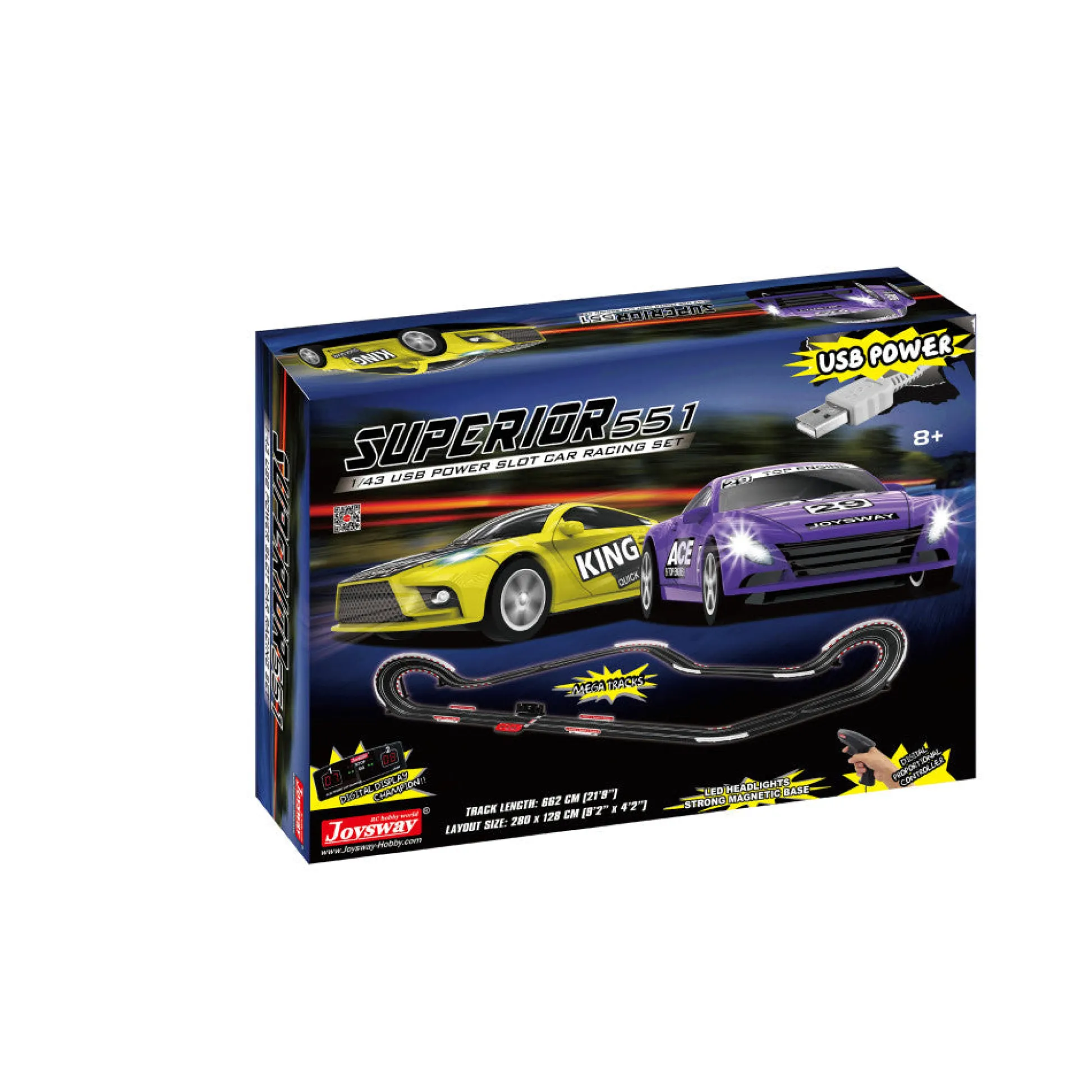 Flat River Group Joysway Superior 551 USB-Powered 1:43 Scale Slot Car Racing Set* Playsets & Racetracks