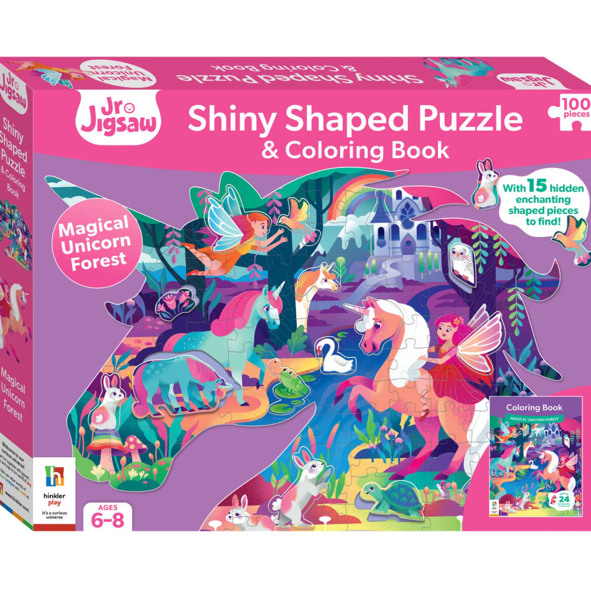 Flat River Group Jr Jigsaw Magical Unicorn Forest 100-Piece Puzzle & Coloring Book* Puzzles