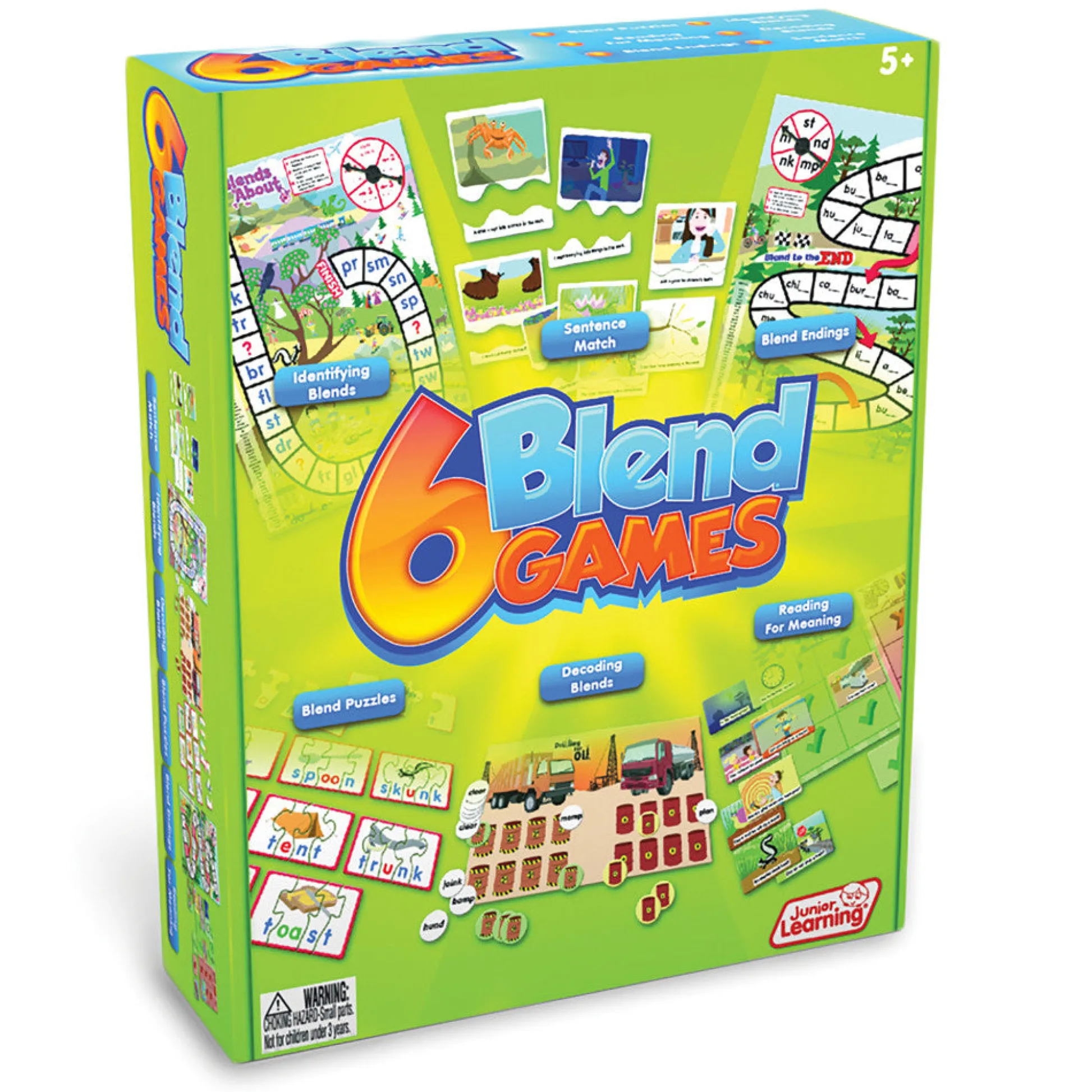 Flat River Group Junior Learning 6 Blend Games - Educational Board Game for Kids* Board Games|Role-Playing Games