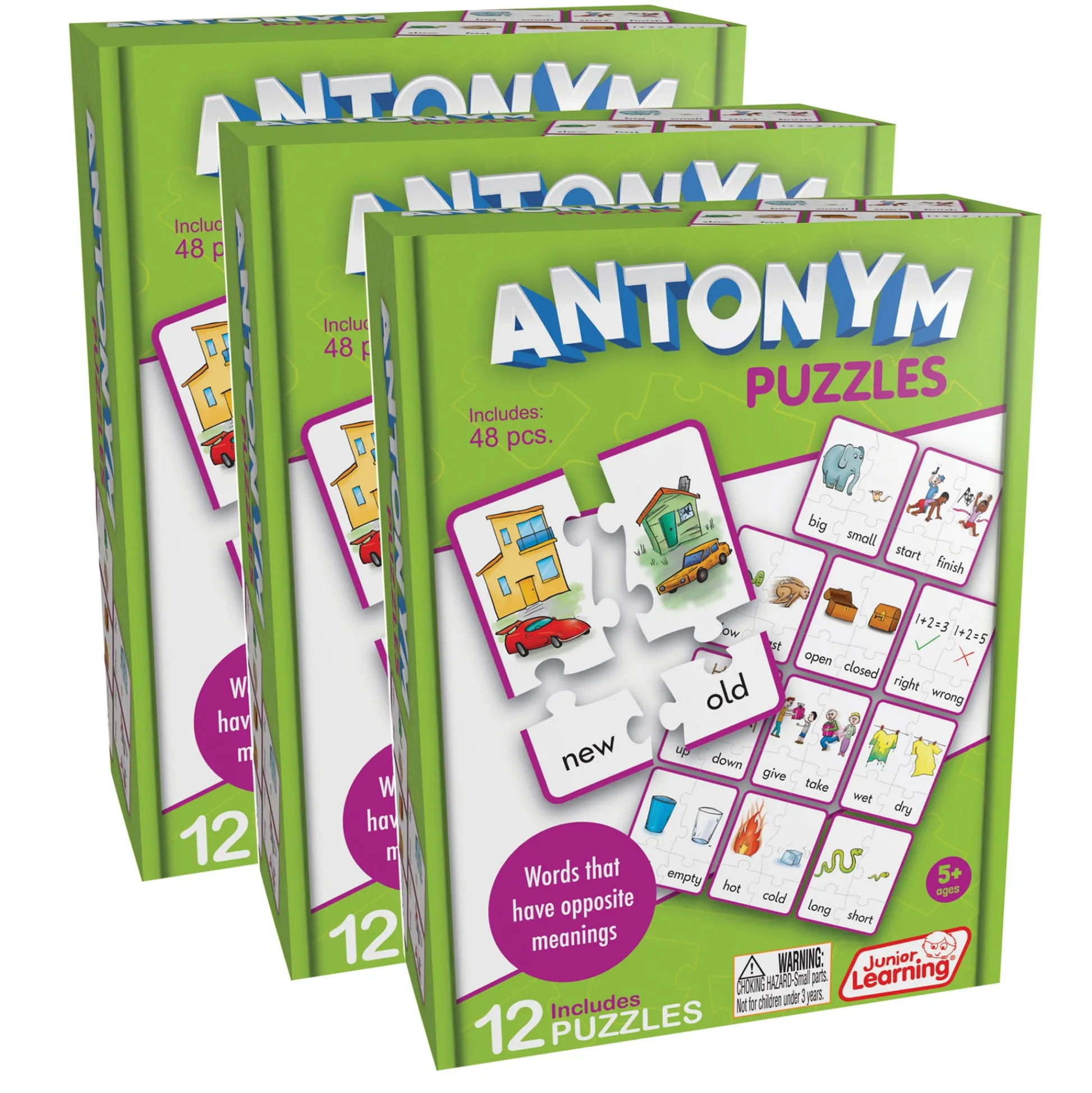 Educators Resource Junior Learning Antonym Puzzles - Multicolored - 3 Sets* Puzzles