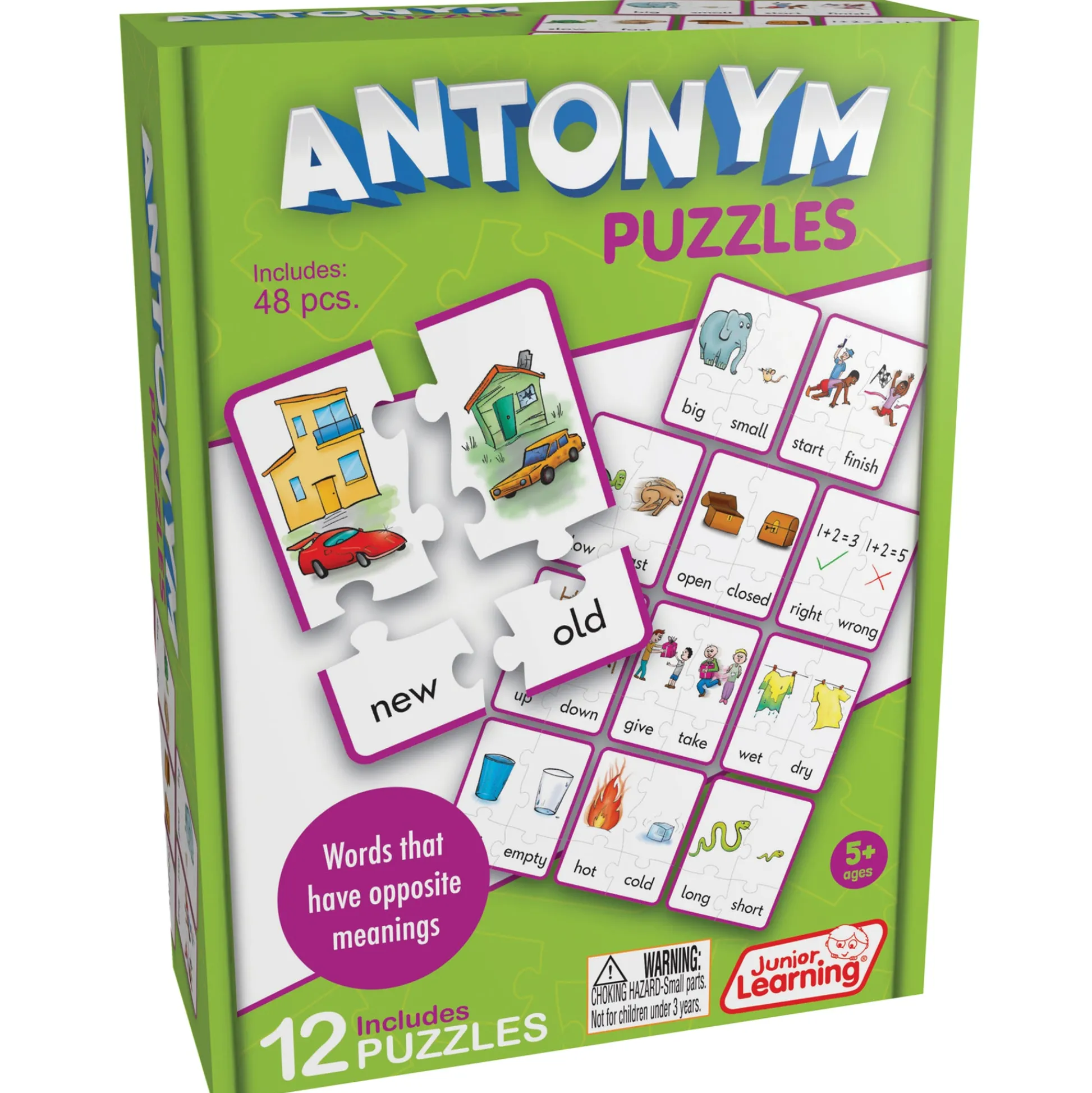 Educators Resource Junior Learning Antonym Puzzles - Multicolored - 3 Sets* Puzzles