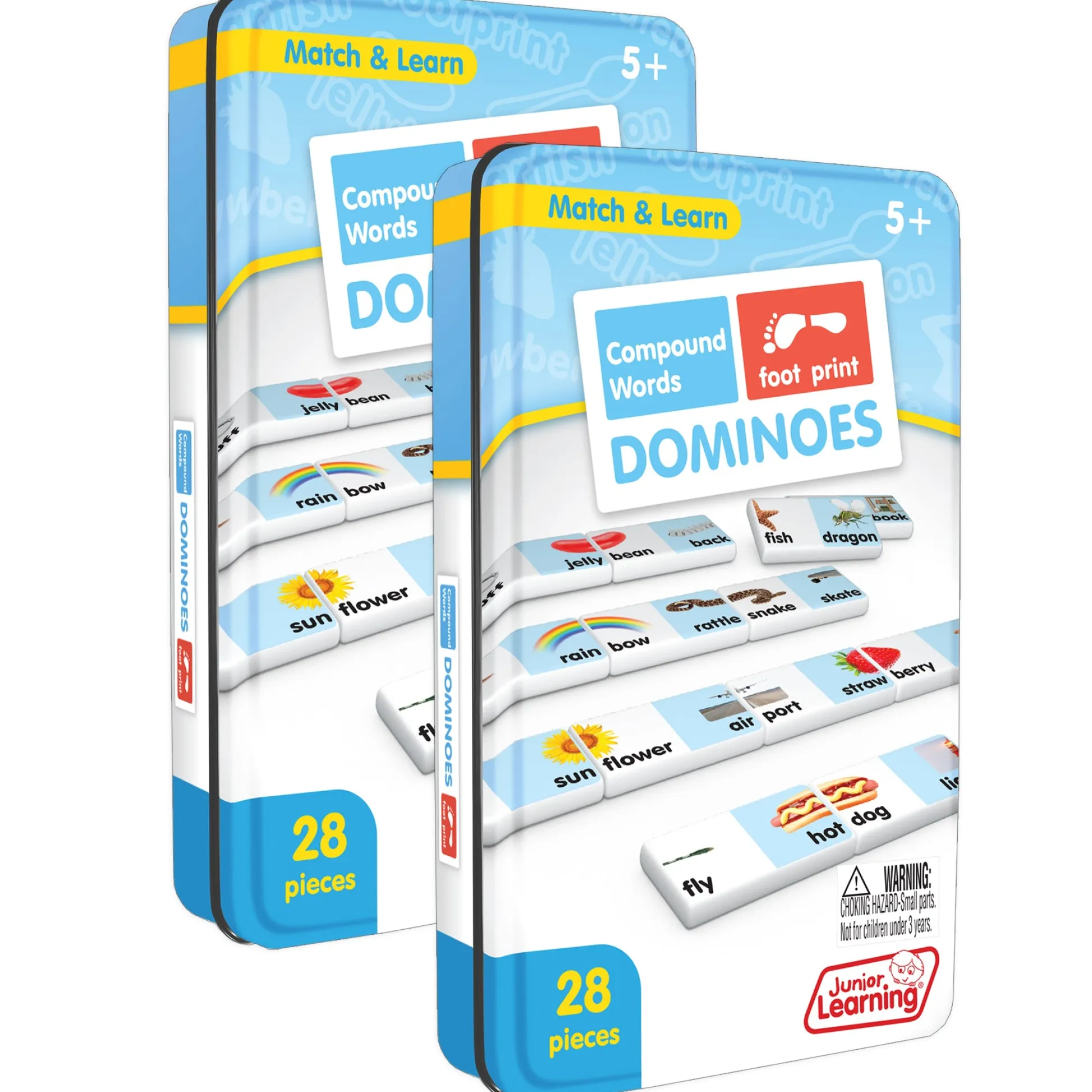 Educators Resource Junior Learning Compound Words Match & Learn Dominoes - Educational Toy - Set of 2* Dominoes & Tiles Games