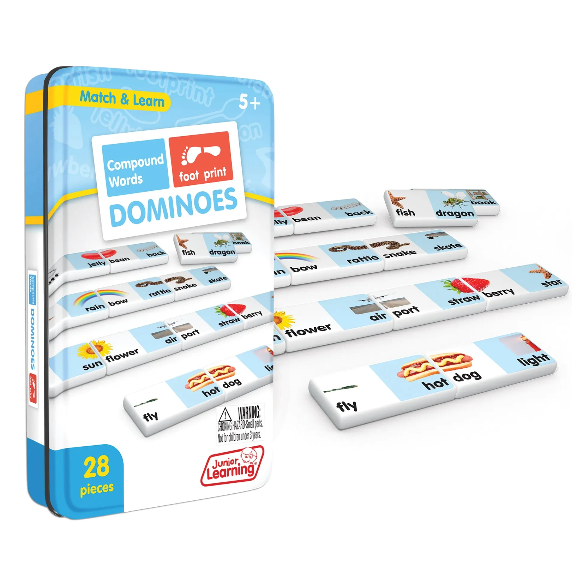 Educators Resource Junior Learning Compound Words Match & Learn Dominoes - Educational Toy - Set of 2* Dominoes & Tiles Games