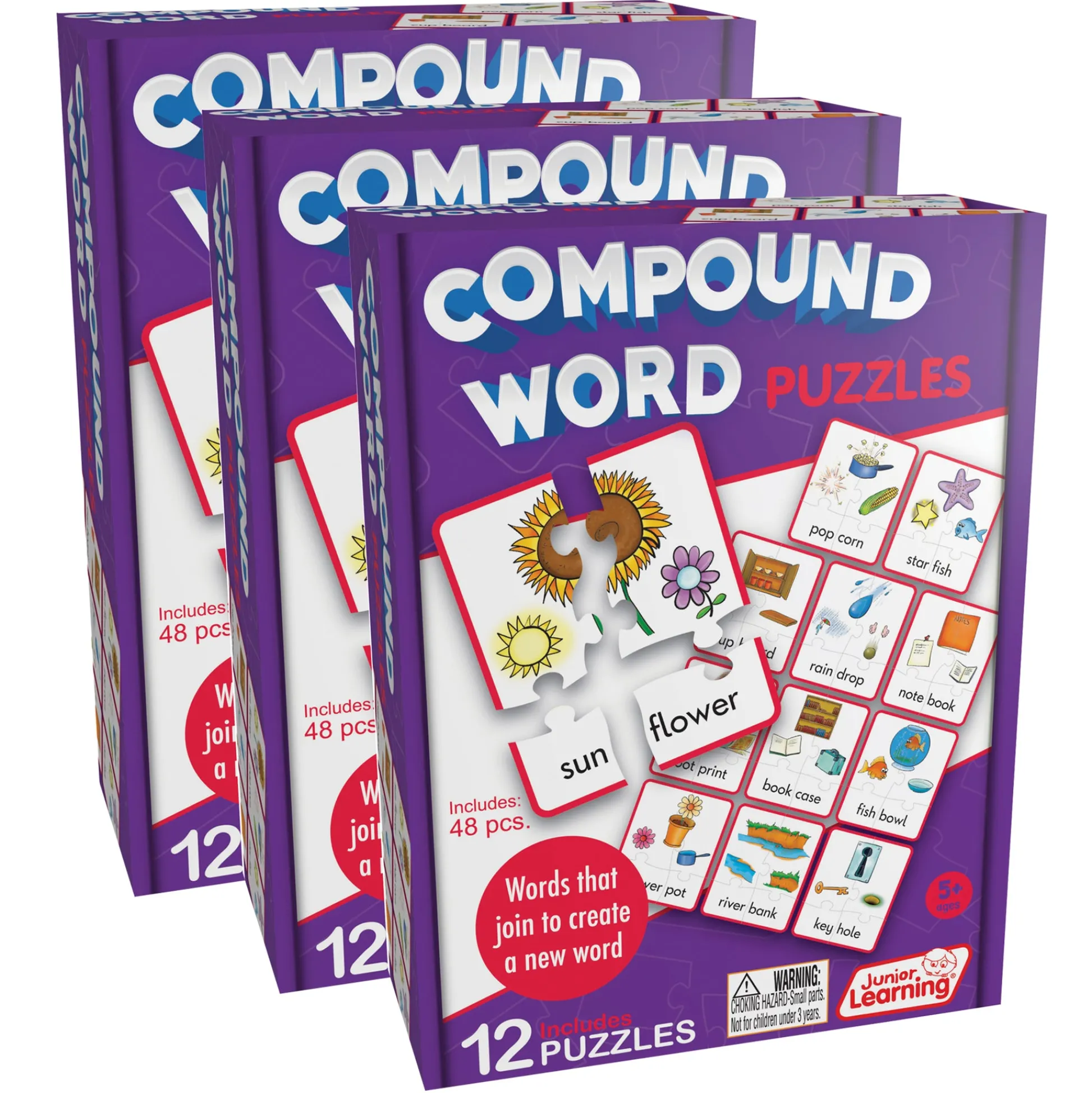 Educators Resource Junior Learning Compound Word Puzzles - Multicolored Language Game* Puzzles