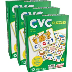 Educators Resource Junior Learning CVC Word Builder Puzzles - Multicolored - 36 Piece Set* Puzzles|Preschool Education Toys & Activities
