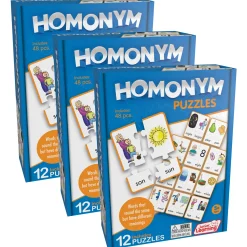 Educators Resource Junior Learning Homonym Puzzles - Word Matching Jigsaw - Pack of 3* Puzzles