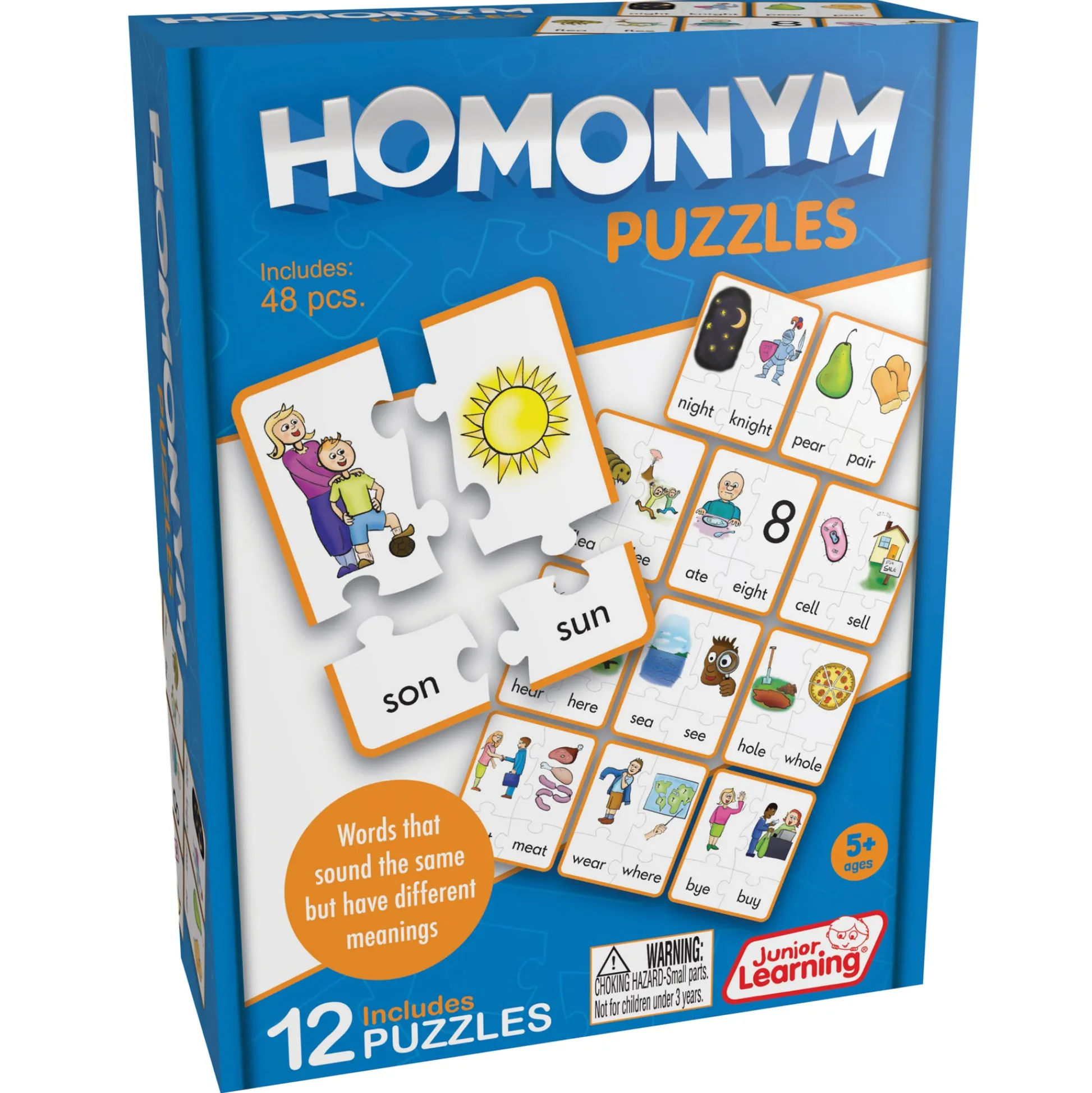 Educators Resource Junior Learning Homonym Puzzles - Word Matching Jigsaw - Pack of 3* Puzzles