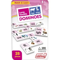 Educators Resource Junior Learning Long Vowel Dominoes - Multiplayer Educational Game Set* Dominoes & Tiles Games