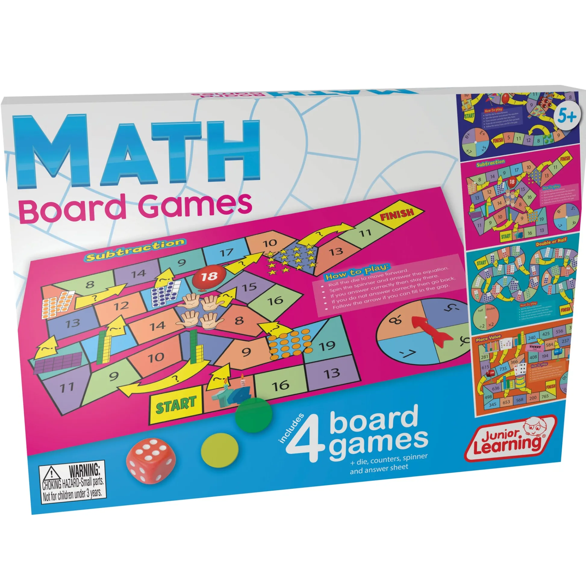 Educators Resource Junior Learning Math Board Games - Addition & Subtraction Adventure Pack of 2* Role-Playing Games|Board Games