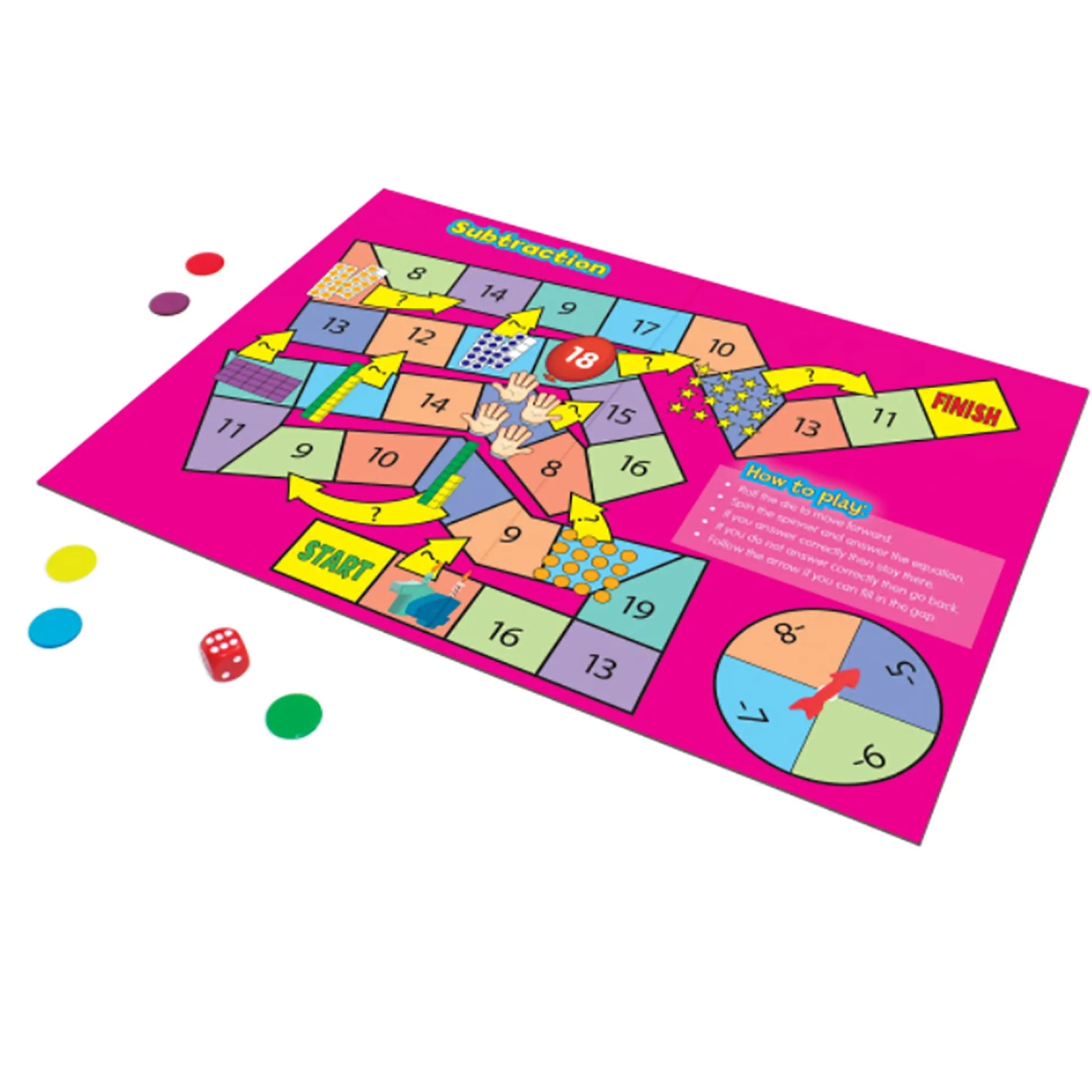 Educators Resource Junior Learning Math Board Games - Addition & Subtraction Adventure Pack of 2* Role-Playing Games|Board Games