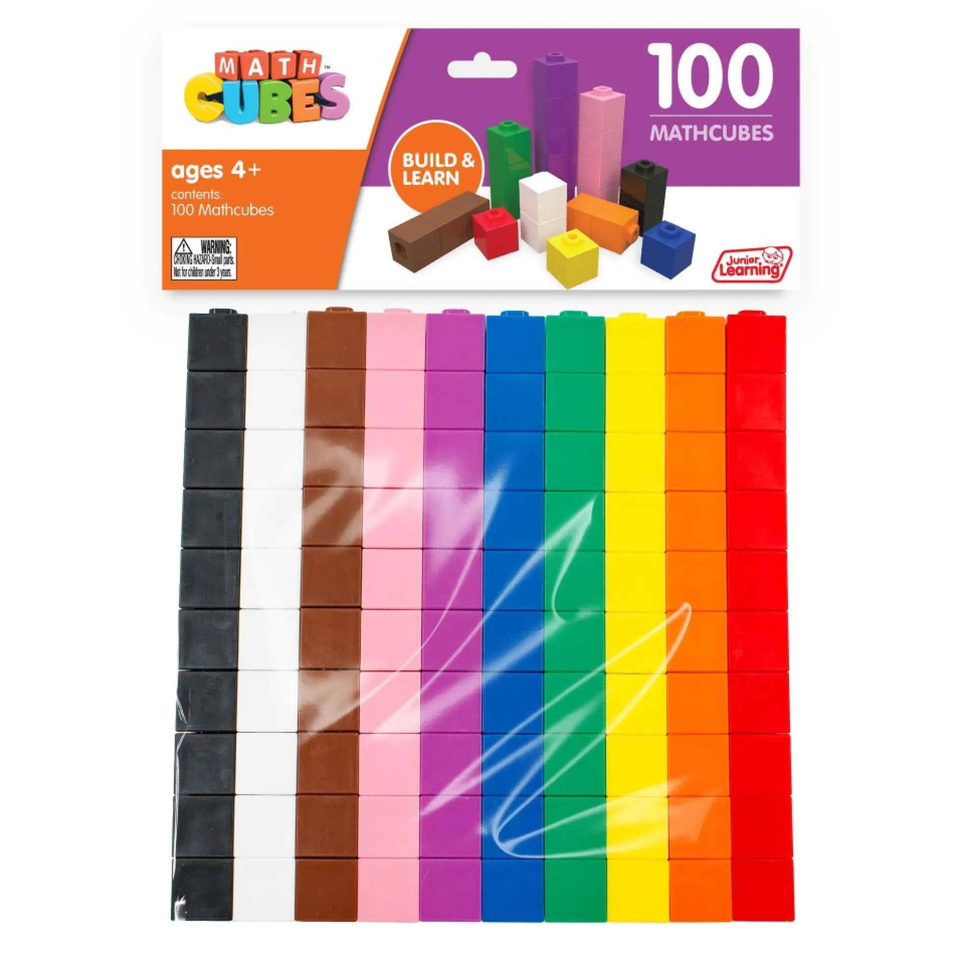 Flat River Group Junior Learning Mathcubes Set - 100 Count Multi-Colored Learning Cubes* Math Toys|Math, Counting & Time